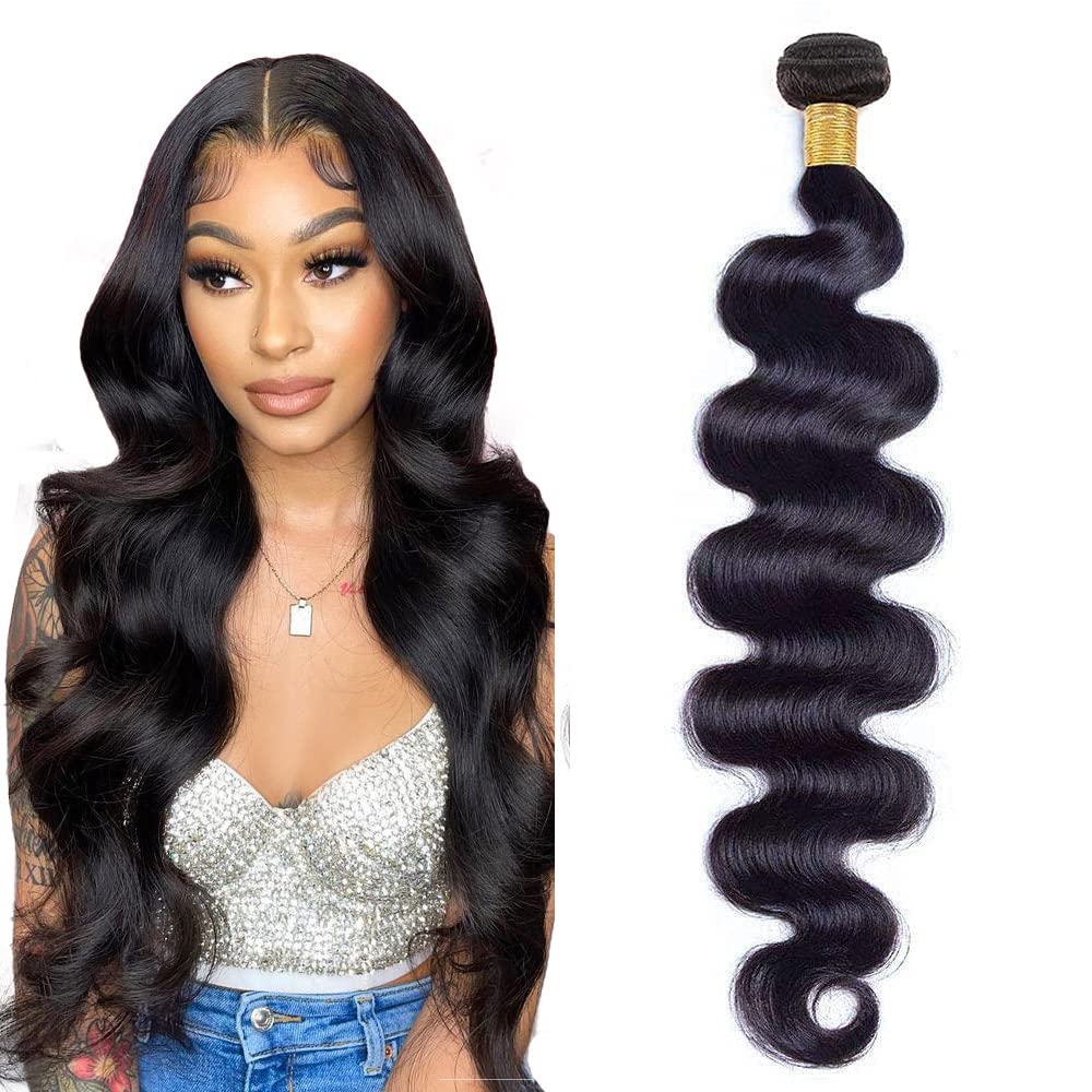 Body Wave Bundles Body Wave Bundles Human Hair Black Human Hair Bundle HuxoWax Natural Black Color 1b Bundle 20 Inch 50g