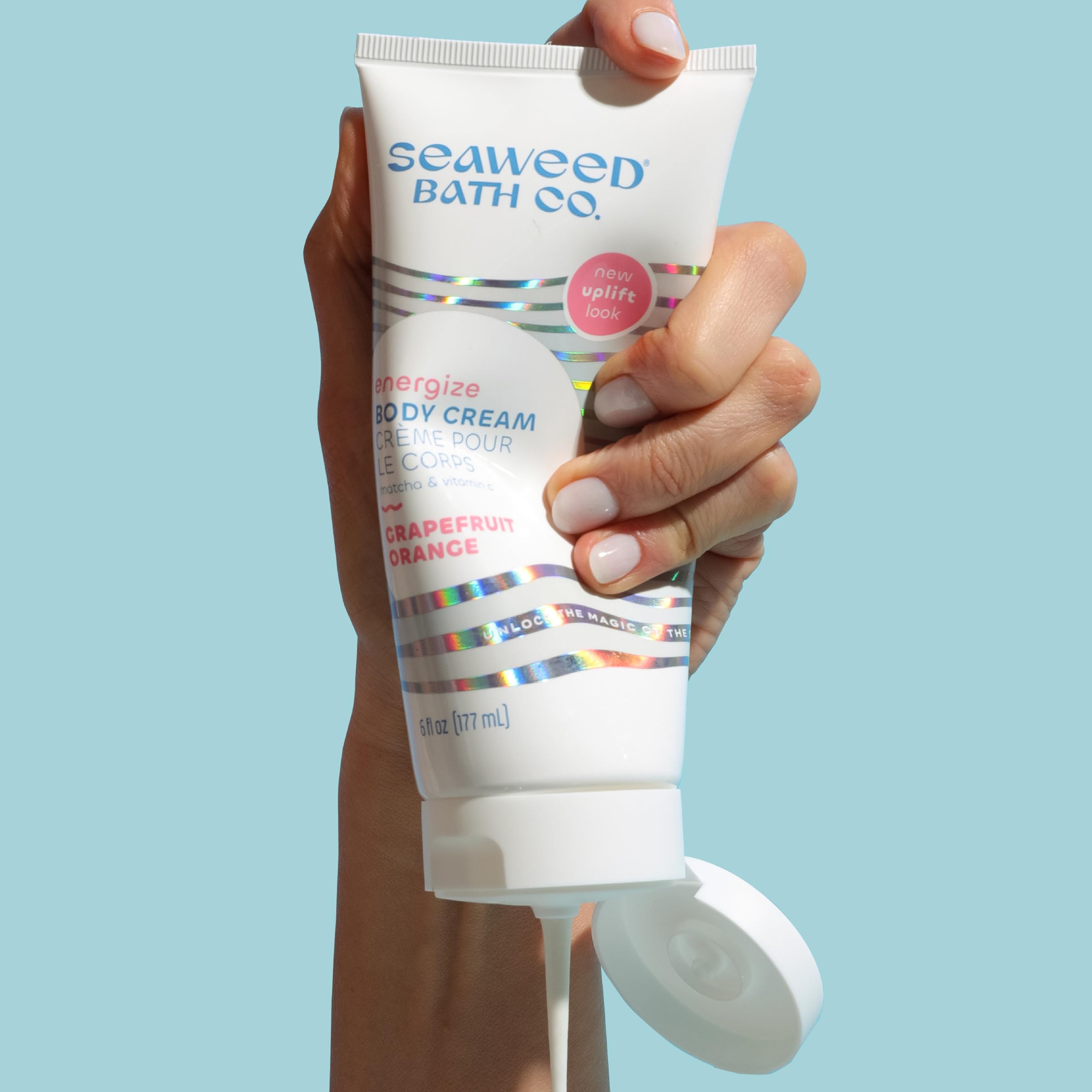 Seaweed Bath Co. Energize Body Cream - Grapefruit Orange | Hand and Body Lotion with Vitamin C, Hyaluronic Acid and Shea Butter