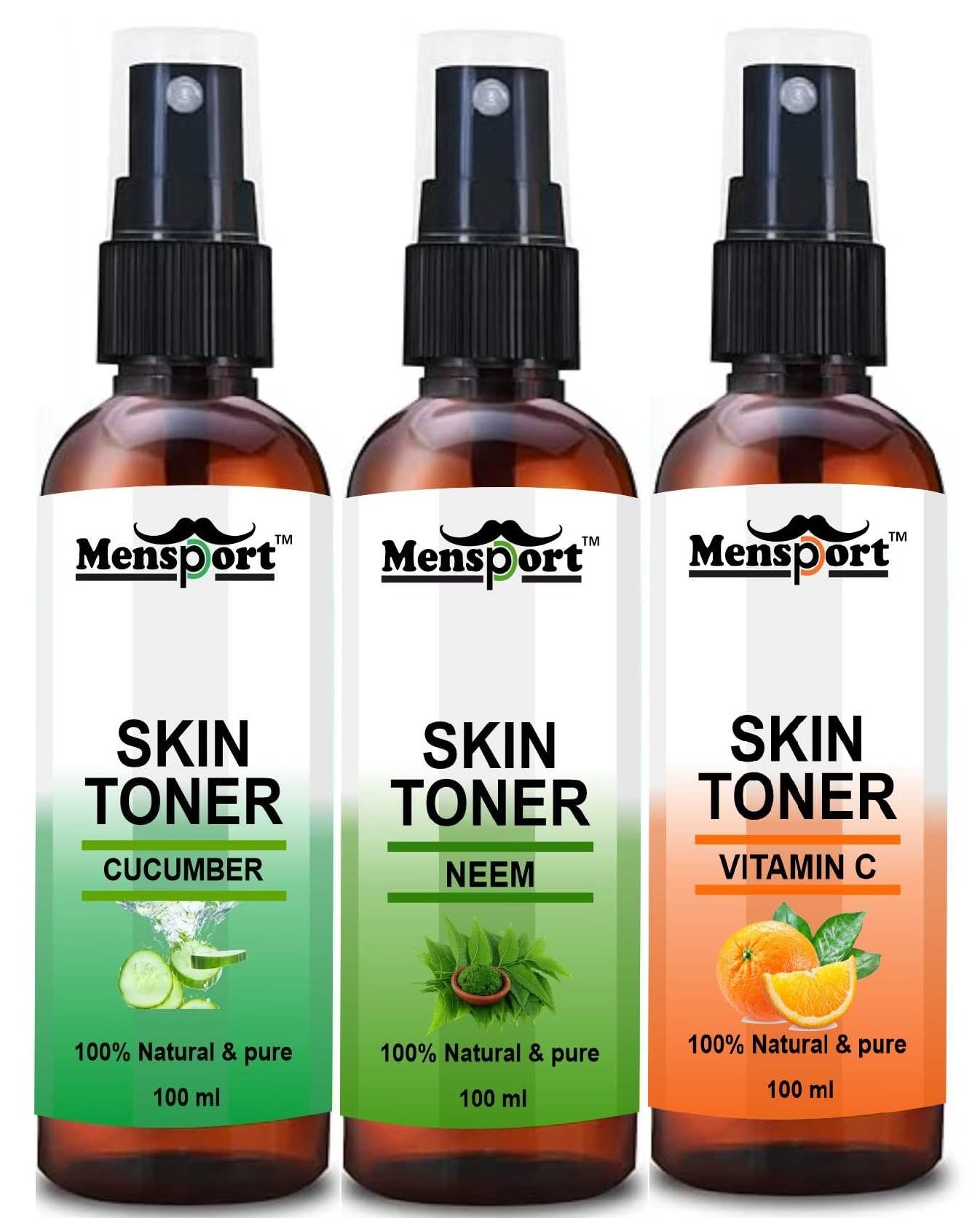 Mensport Cucumber, Neem & Vitamin C Face Mist Skin Toner For Face | Pure & Natural Face Toner For Men & Women Pack Of 3 Of 100 M