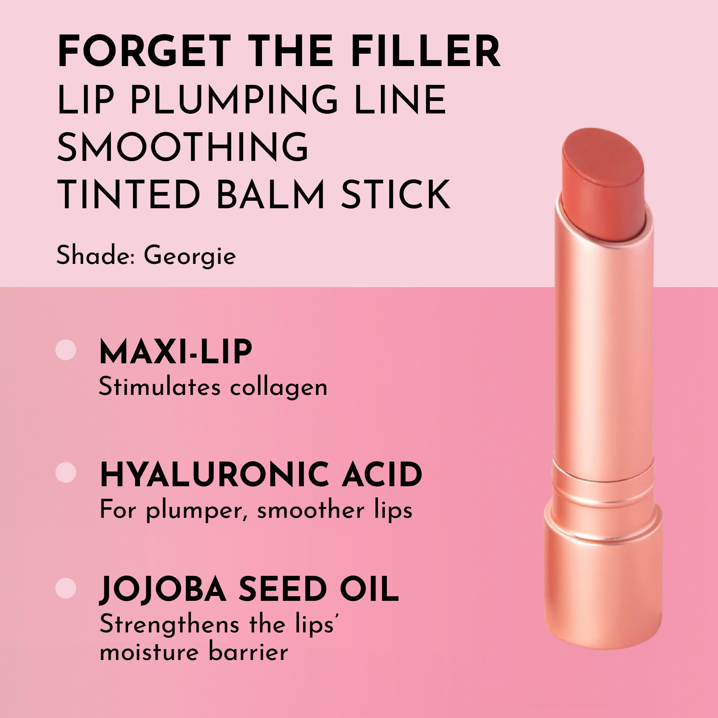 Lawless Forget The Filler Lip Plumping Line Smoothing Tinted Balm, Georgie, Pink, 0.09 Ounce