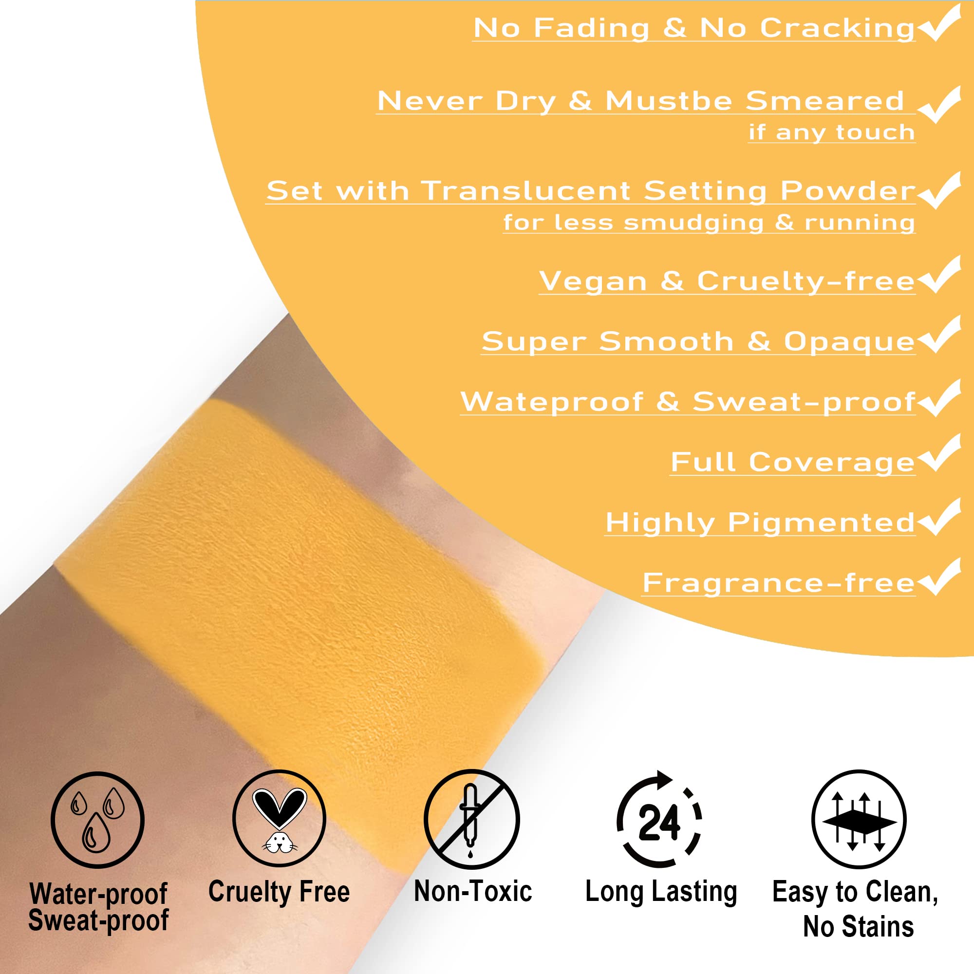 Ccbeauty Yellow Face Body Paint Stick, Oil Foundation Makeup, Yellow Eye Black Sticks For Sports, Hypoallergenic Face Painting K