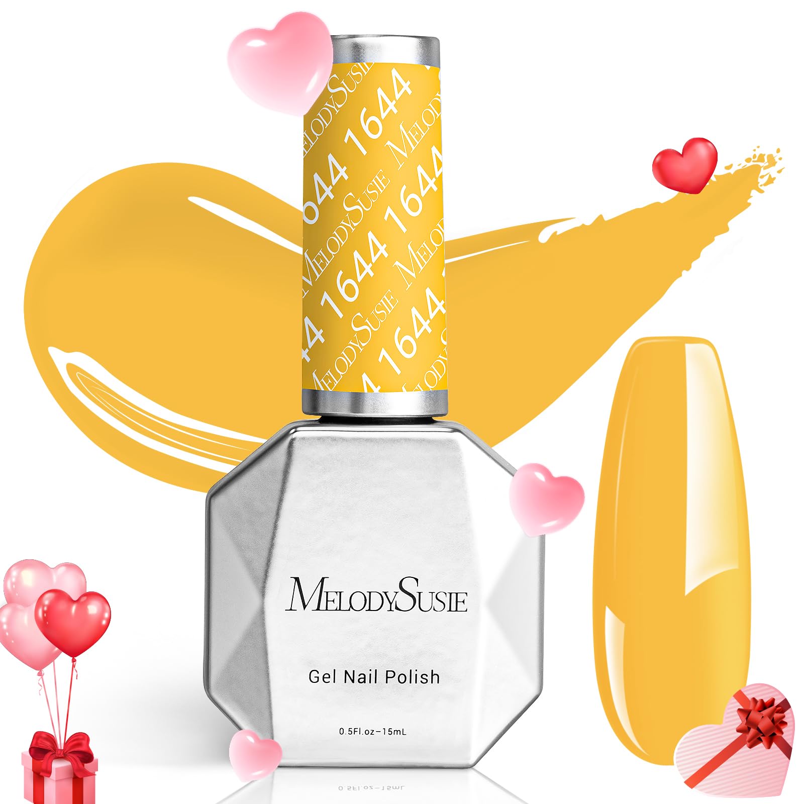 MelodySusie Jelly Yellow Gel Nail Polish,0.5fl oz Transparent Yellow Soak Off UV LED Bright Yellow Gel Polish Nail Art Manicure 