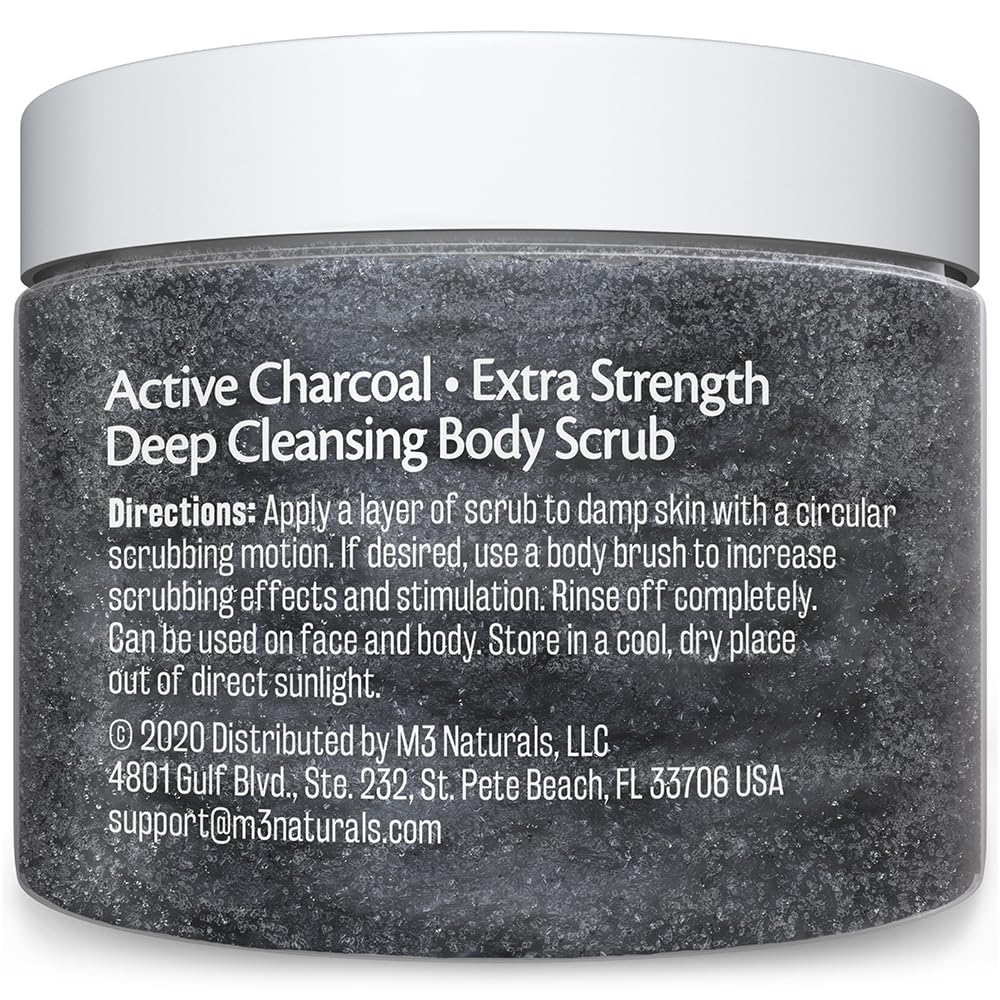 Charcoal Scrub Face Foot & Body Exfoliator Infused with Collagen and Stem Cell Natural Exfoliating Salt Body Scrub for Toning Sk