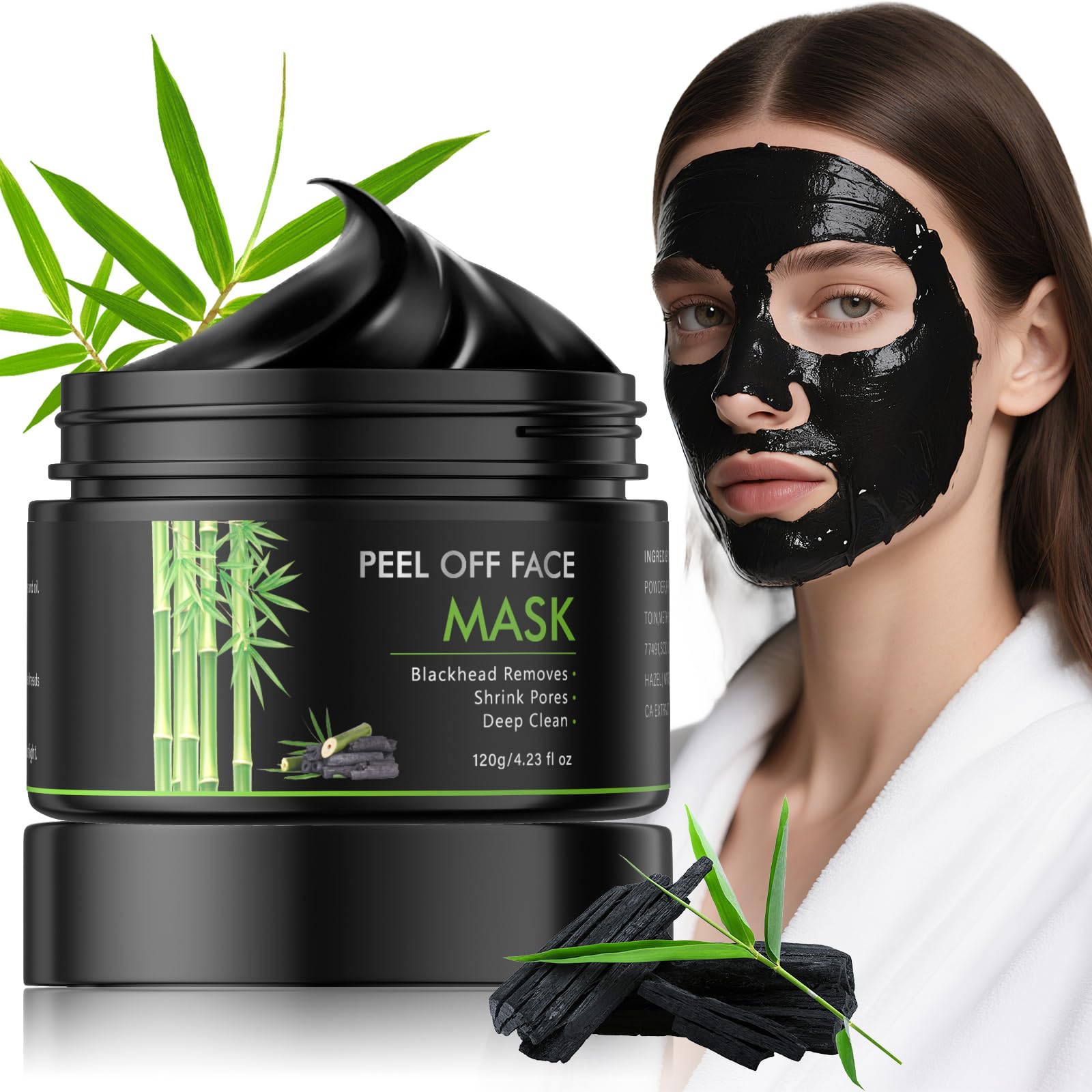AOPEIBOTO Charcoal Peel Off Face Mask, Blackhead Remover Mask, Black Mask Peel Off for Nose, Deep Cleansing Face Proes, Dirts an