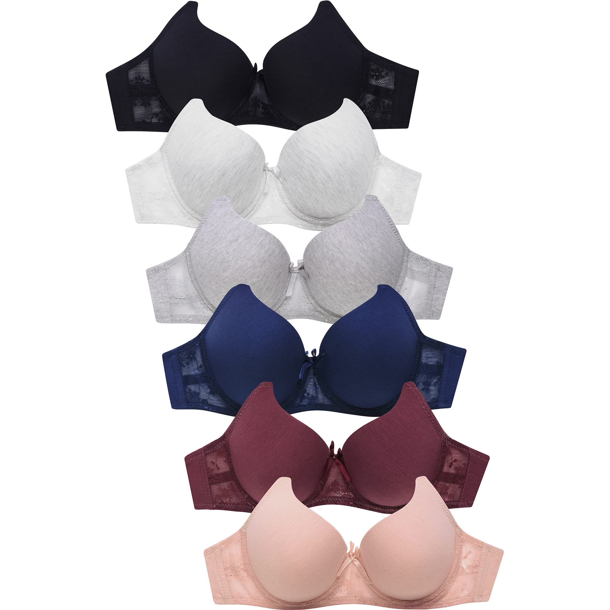 Mamia Womens Full cup Push Up Basic Bras (Pack of 6)-38c-Ellen