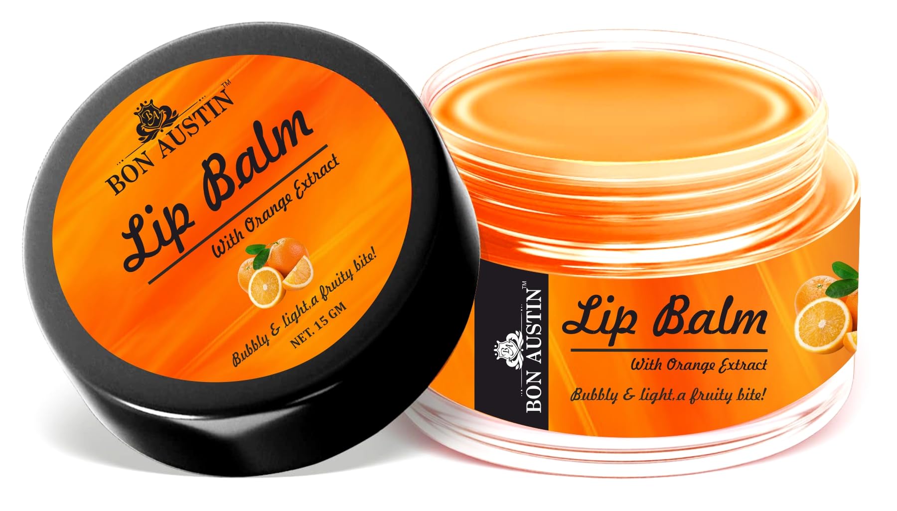 Bon Austin Lip Balm For Soft And Natural Lips With Orange Extracts | Bubbly & Light A Fruity Bit (15G) Pack Of 1