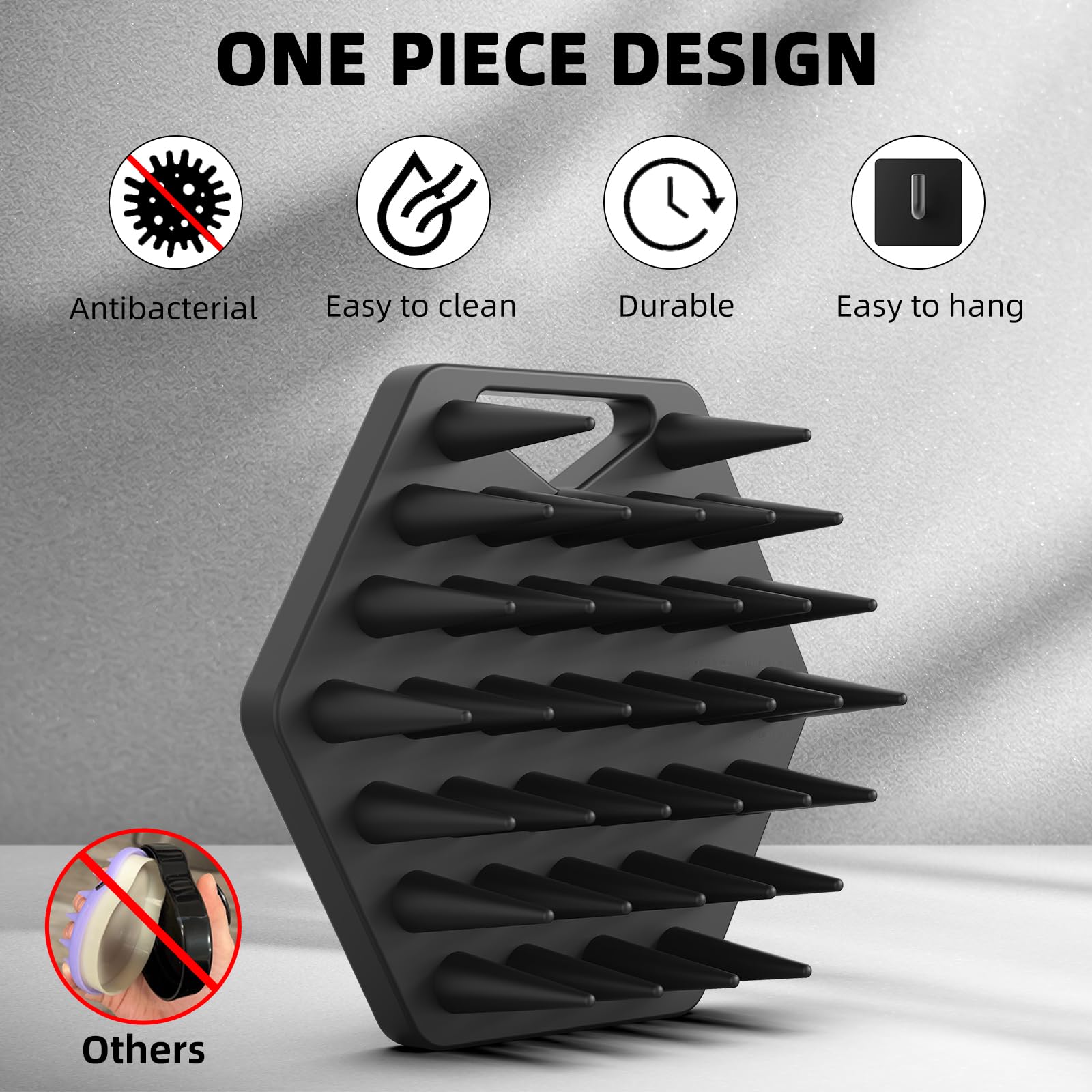 Vikicon Silicone Scalp Massager & Shampoo Brush - Hair & Beard Exfoliator Scrubber For Hair Growth, Reduces Dandruff - Wet/Dry S