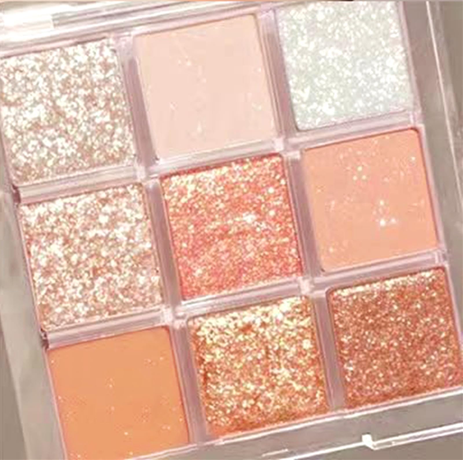 Go Ho 9 Colors Eyeshadow Palette,Glitter&Shimmer Eyeshadow Korean Makeup,Long Lasting Blendable Rose Gold/Brown/White/Orange/Lig