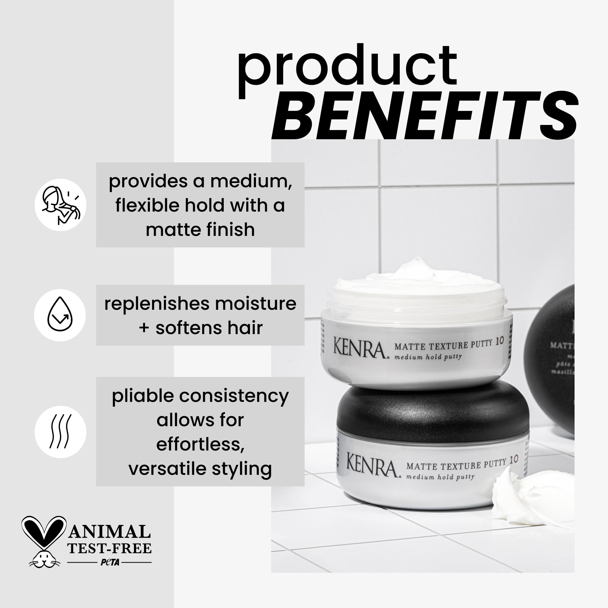 Kenra Matte Texture Putty 10 | Medium Hold Styler | Flexible Hold With A Matte Finish | Replenishes Moisutre & Softens Hair | Al
