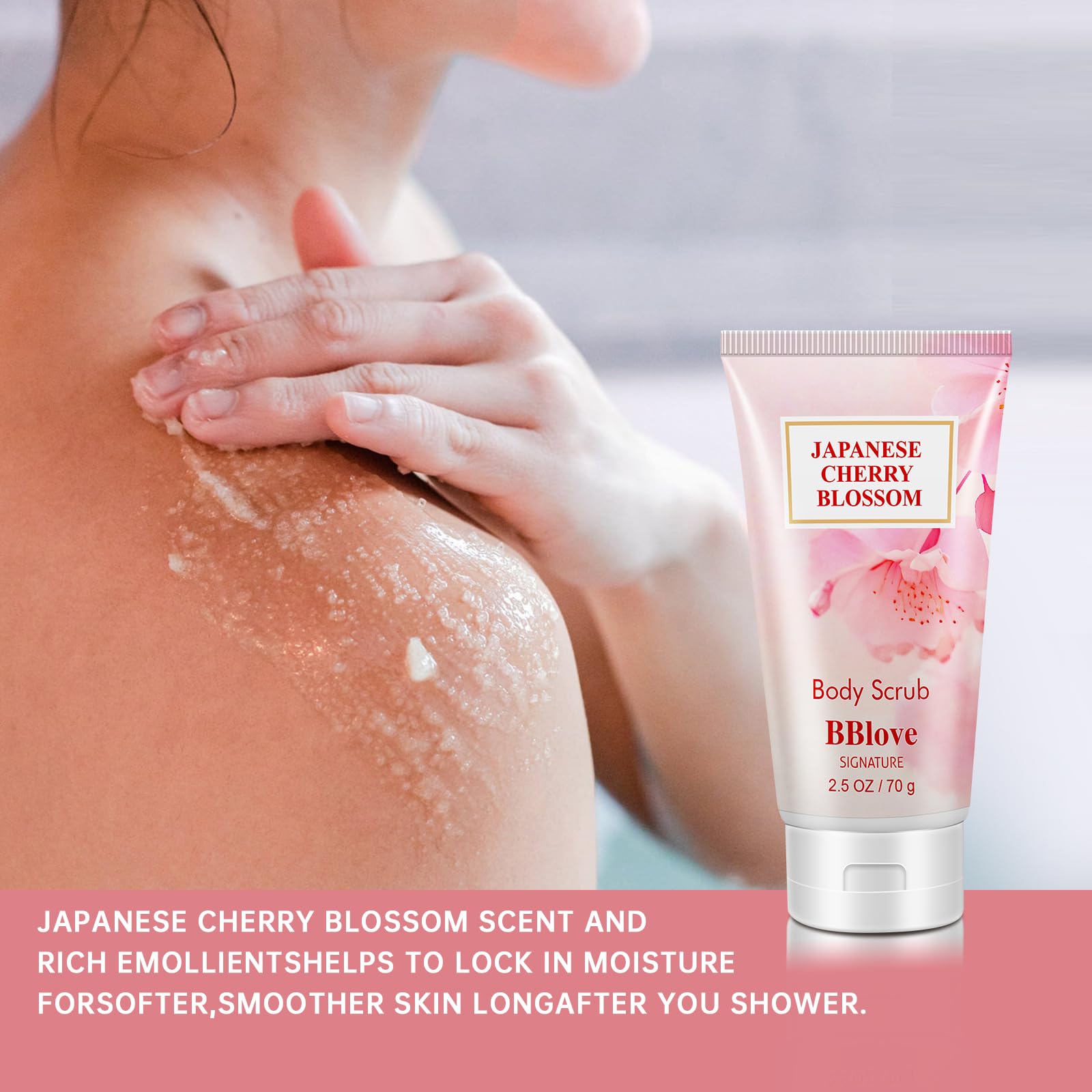 Bath And Body Gift Set For Women & Girls, Japanese Cherry Blossom, 4Pcs Set For-Shower Gel, Body Lotion, Body Mist, Exfoliating