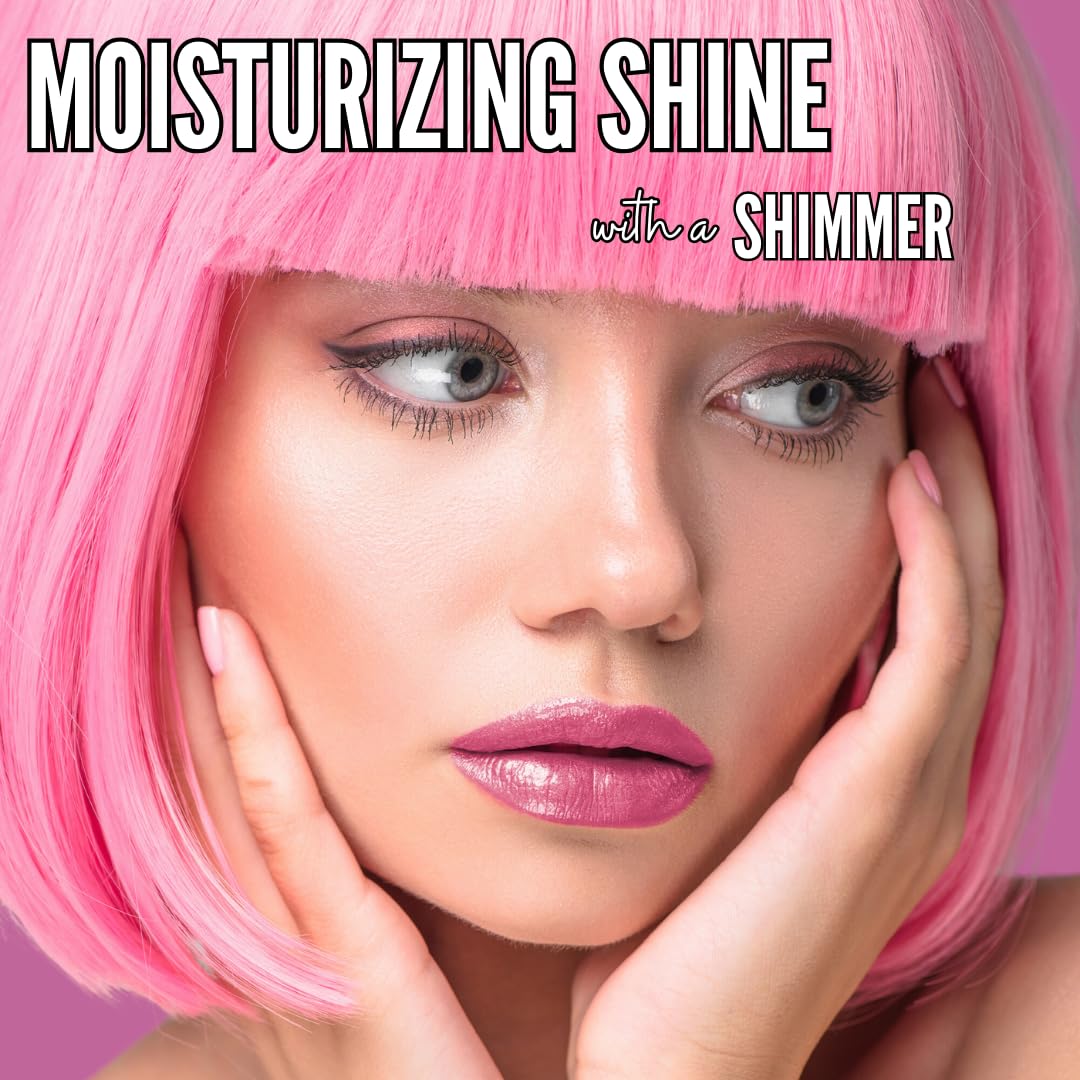 Mynena Clear with Silver Gold and Rose Shimmer Lip Gloss, Non-Sticky Finish, Perfect Lip Top Coat - Rose