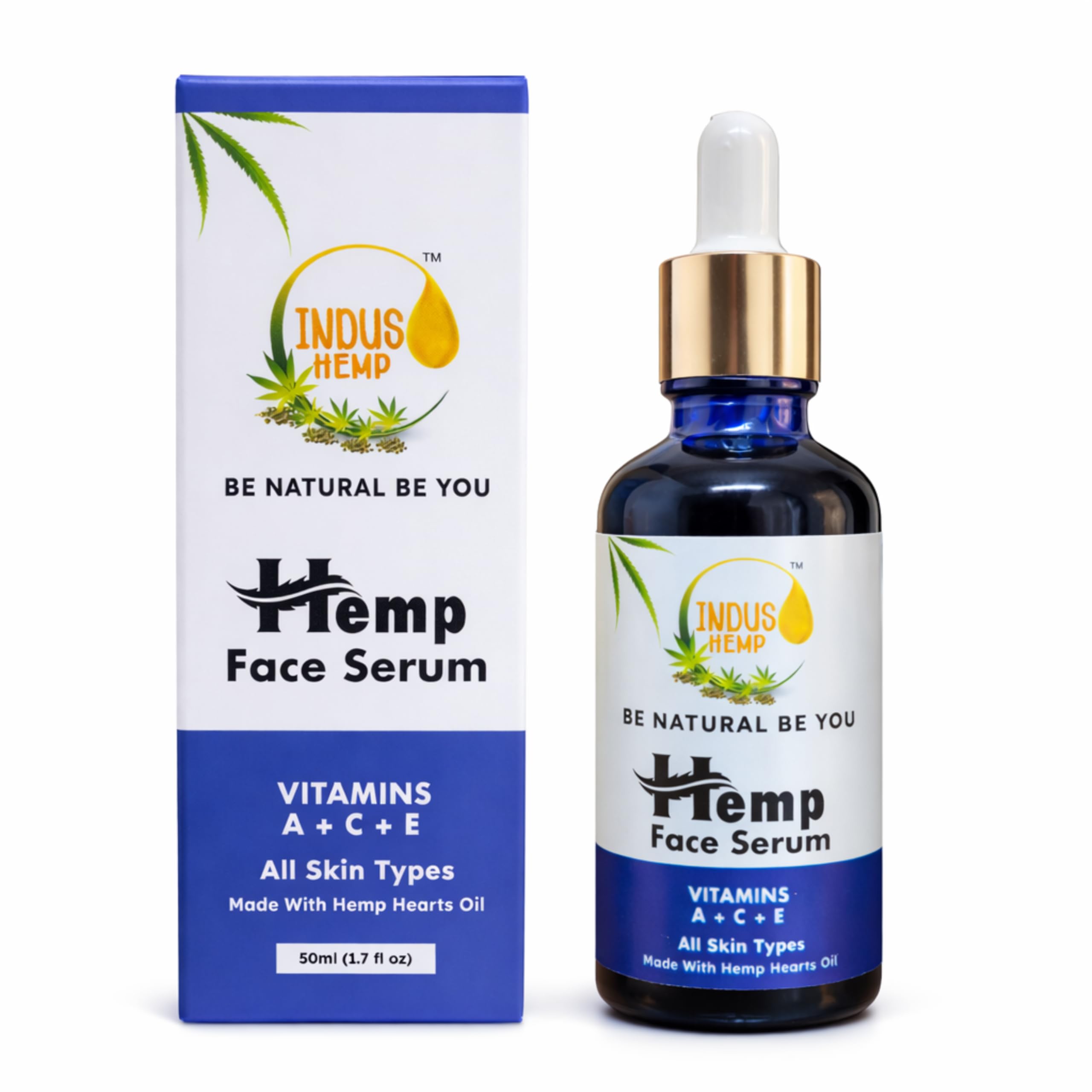 Indus Hemp Face Serum With Vitamins A, C & E  Hydrating & Nourishing | AntiAging | Helps Reduce Appearance Of Dark Spots | Imp