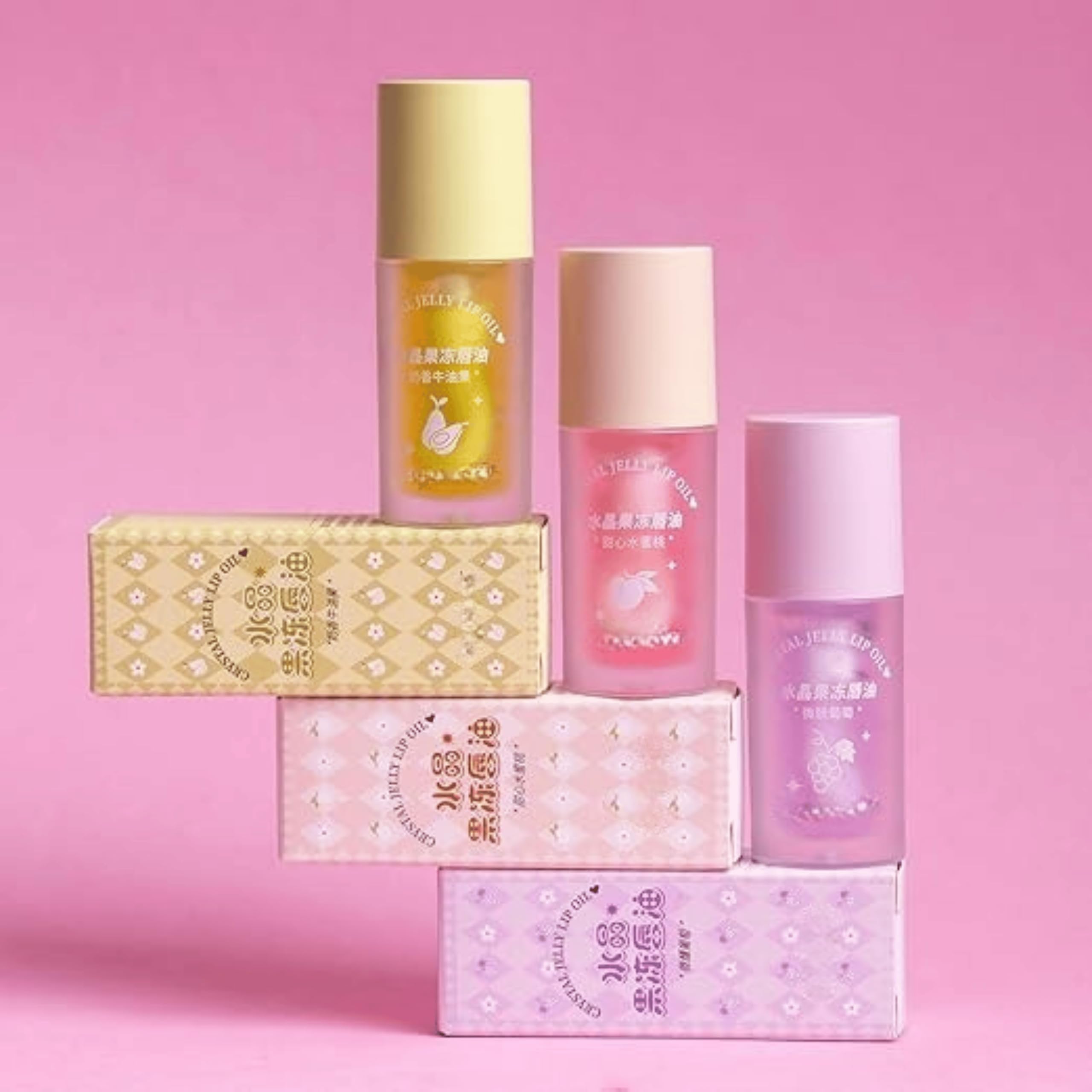 Crystal Jelly Lip Oil Gloss  Moisturizing Tinted Lip Glaze With Brush Applicator | LongLasting Waterproof HighShine Finish | 