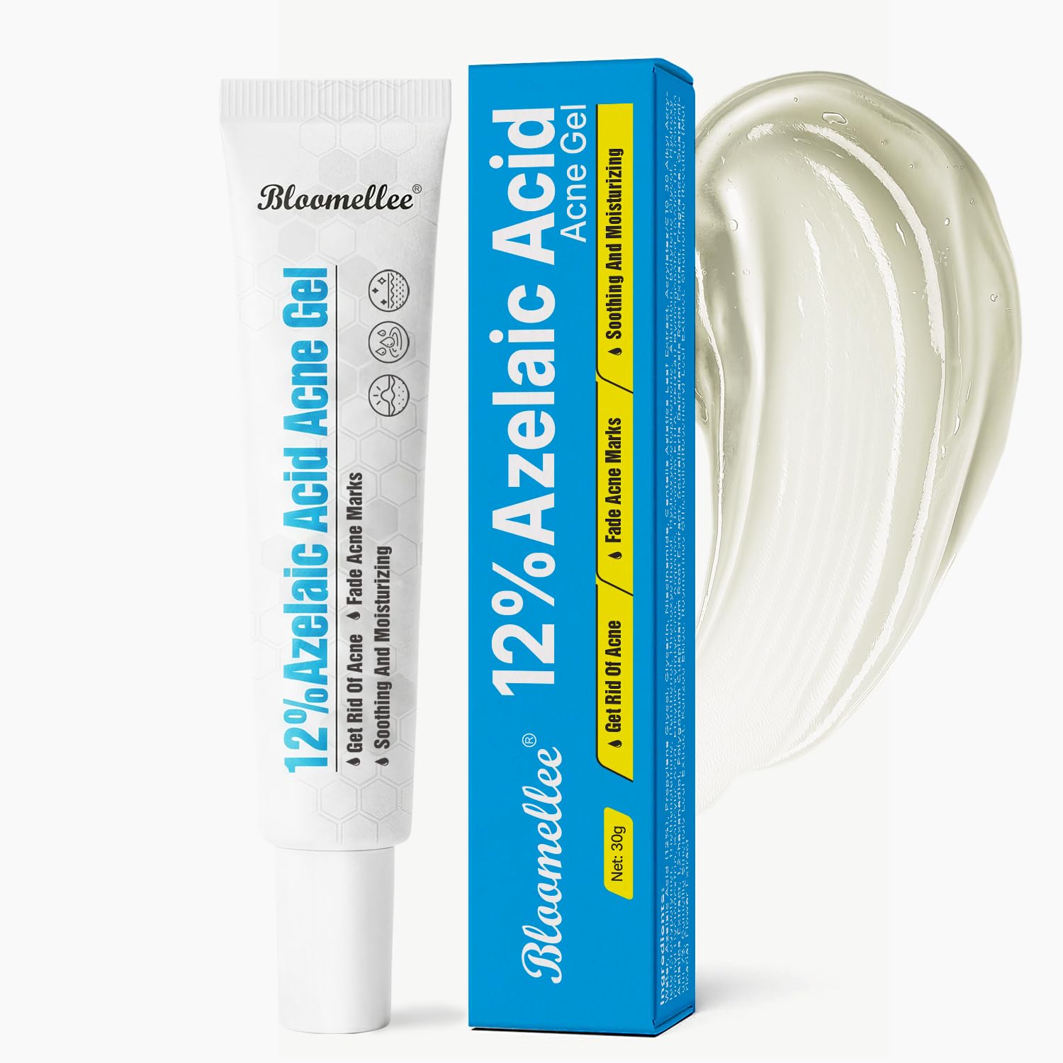 Bloomellee Azelaic Acid 12%, The Azalecic Acid For Face Serum Rich in Niacinamide and Hyaluronic Acid, Post Acne Marks, Smoother