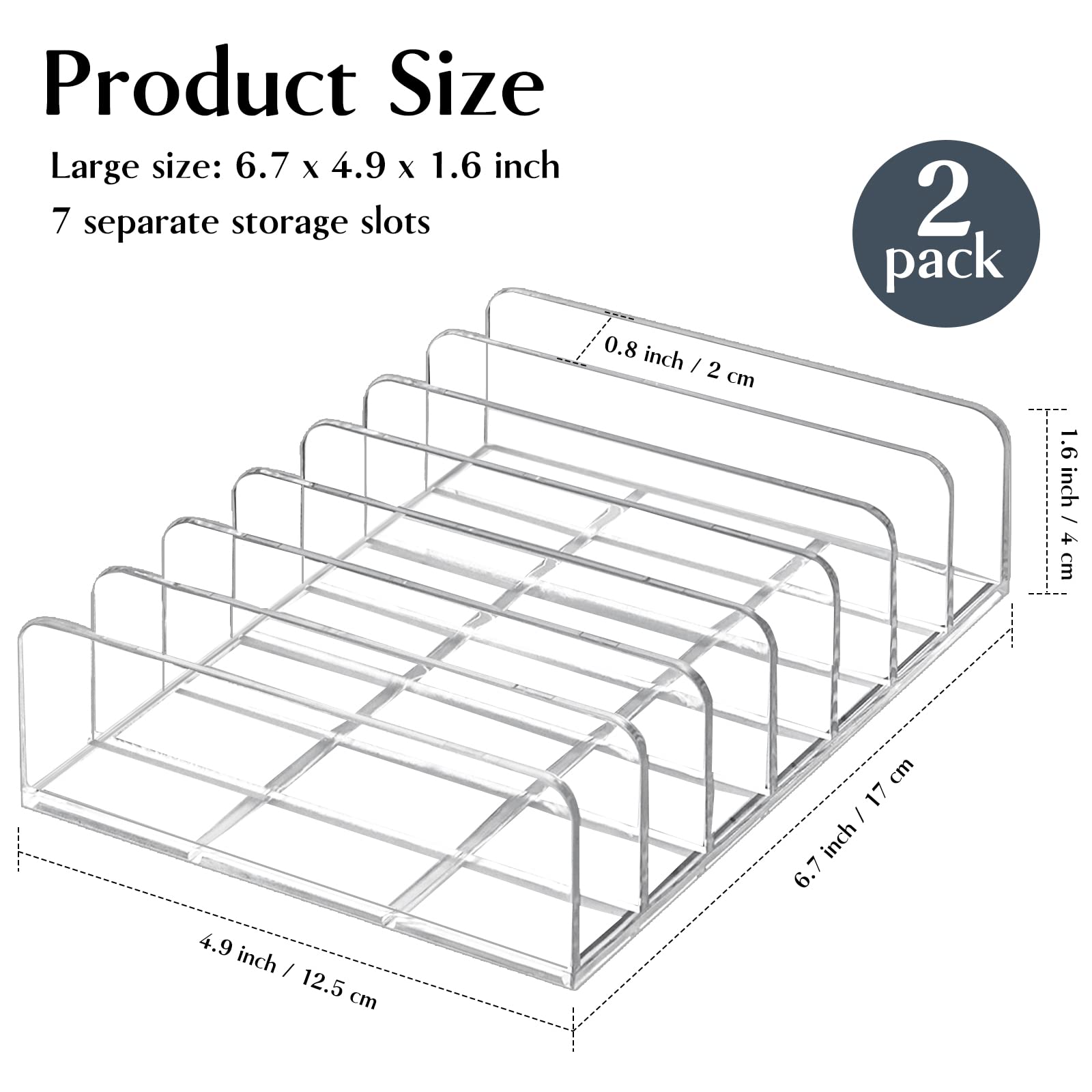 Tuzazo 2 Pack Acrylic Eyeshadow Palette Makeup Organizer - 7-Section Makeup Palette Organizer - Cosmetics Display Storage Holder