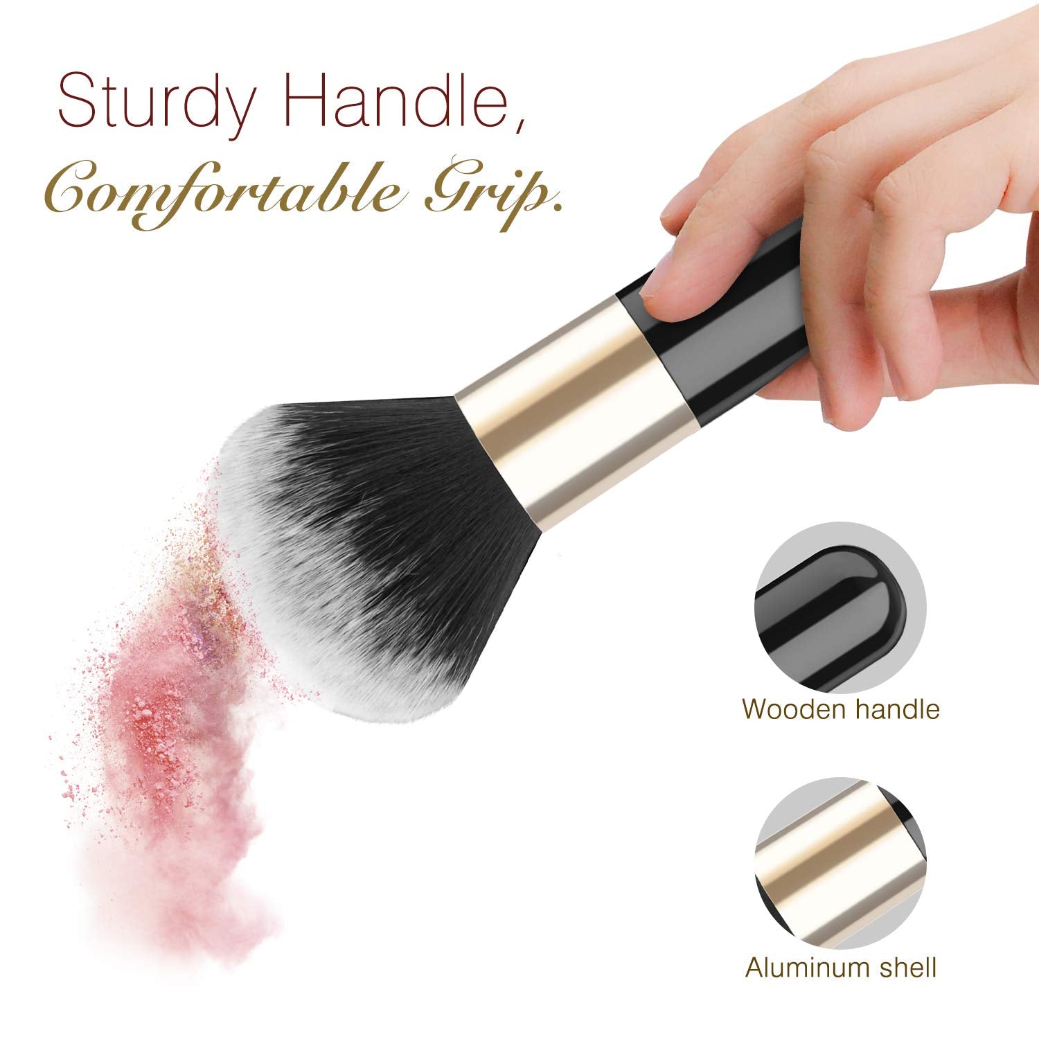 Luxspire Powder Makeup Brush, Flat Kabuki Brush, Single Large Makeup Brush Soft Face Mineral Powder Foundation Brush Blush Brush
