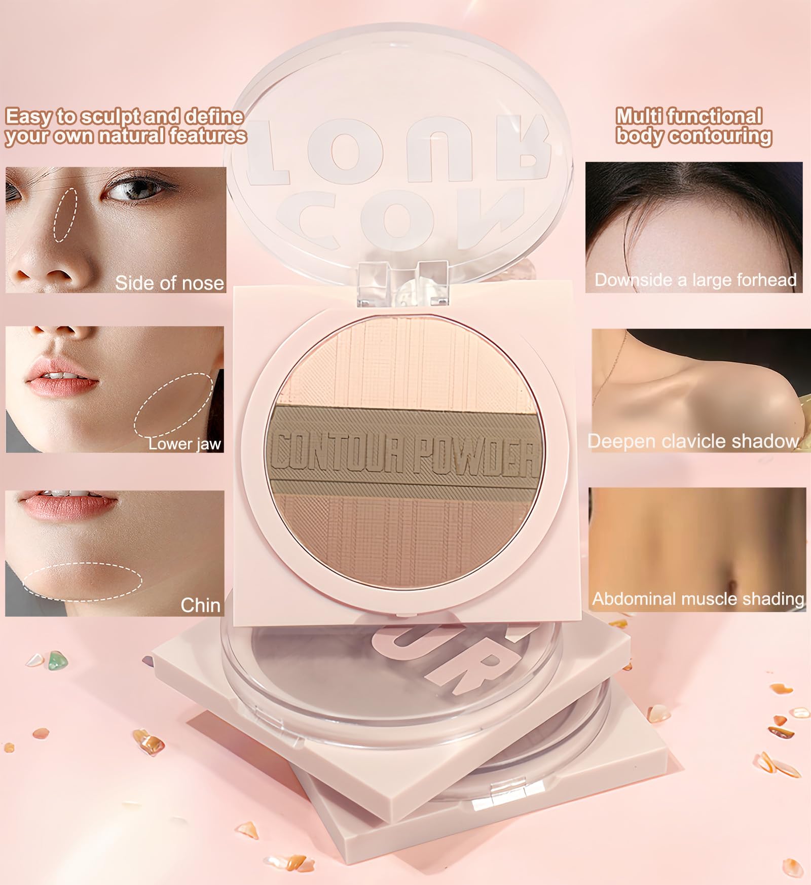 Lilyloria Contour Powder Makeup Palette Matte Face Sculpting Shading Silky Smooth Tone Tuning Flawless Bronzer, 02 Grey Brown
