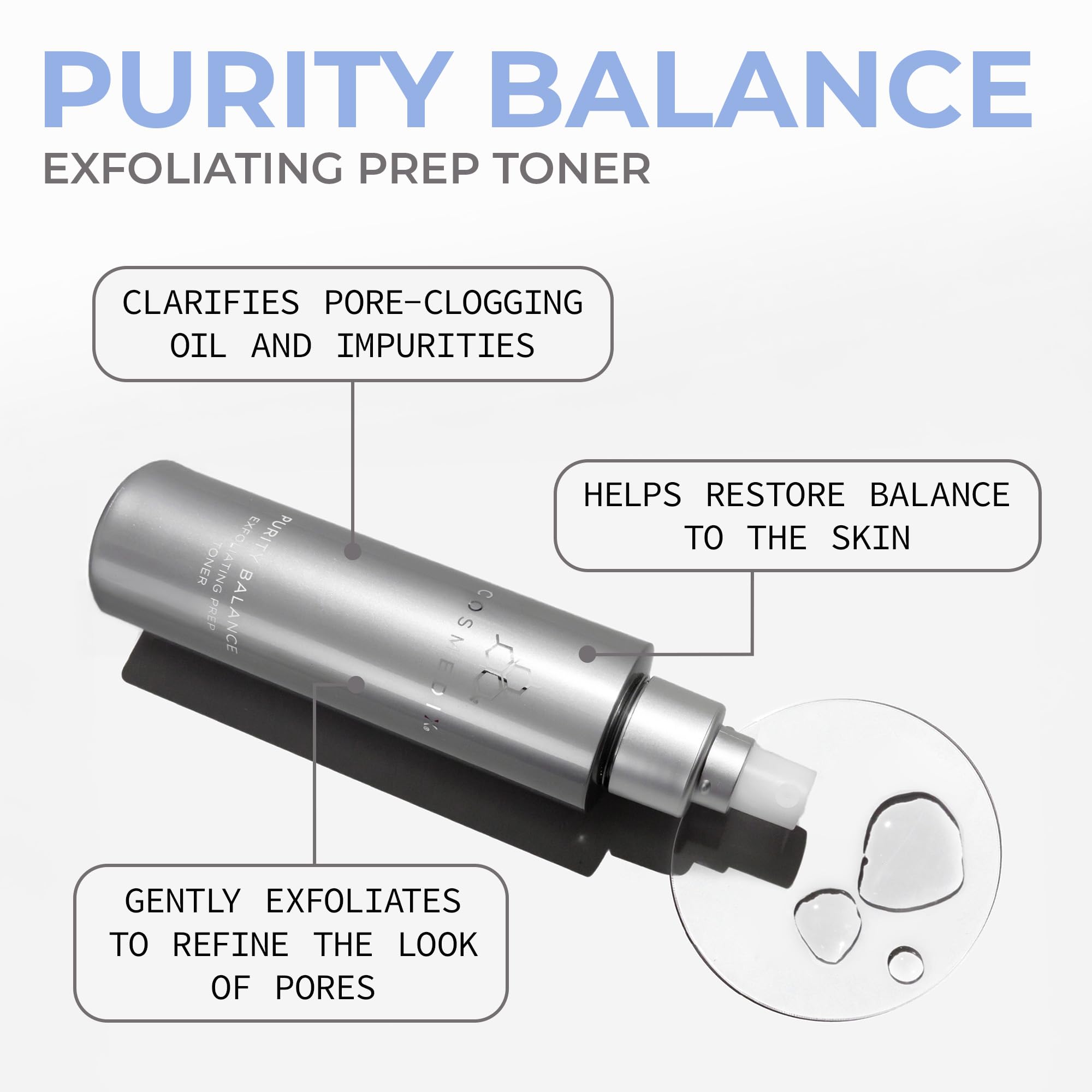 COSMEDIX Purity Balance Exfoliating Prep Face Toner - Hydrating Facial Toner for Acne-Prone Skin, Fine Lines & Wrinkles - Deep C