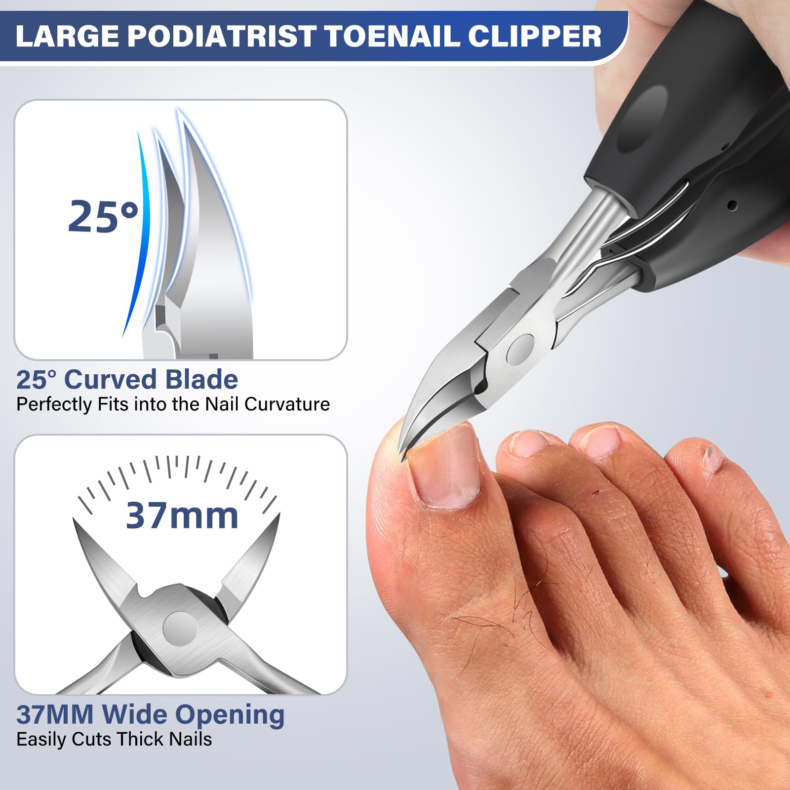 Toenail Clippers For Thick Toenails For Seniors, Angled Head Large Toe Nail Clippers Set For Men, Heavy Duty Ingrown Toenail Cli
