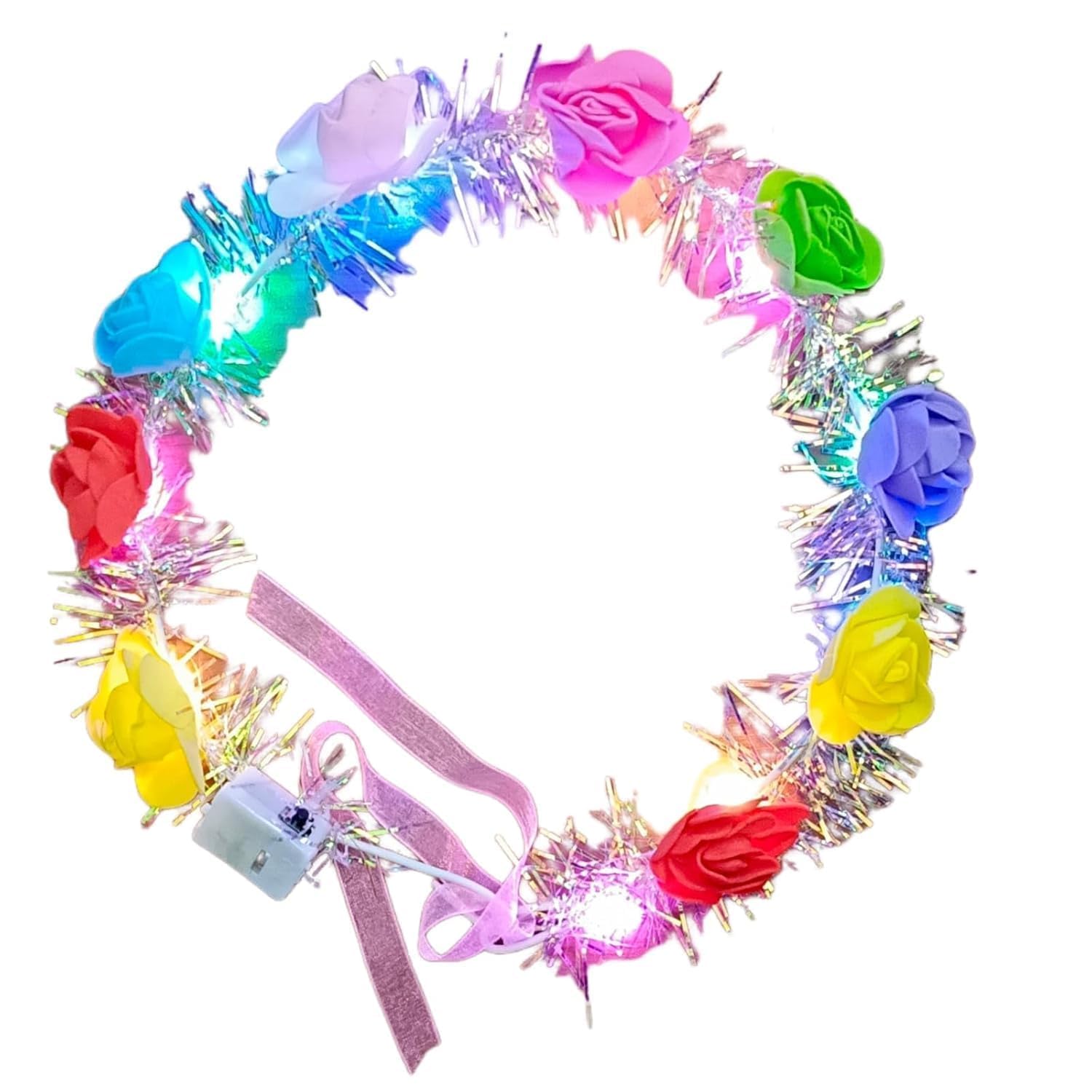 Romilas Flower Tiara Light Up Led Headbands Luminous With 3 Modes For Girls Hair Tiara Crown Band Multicolor