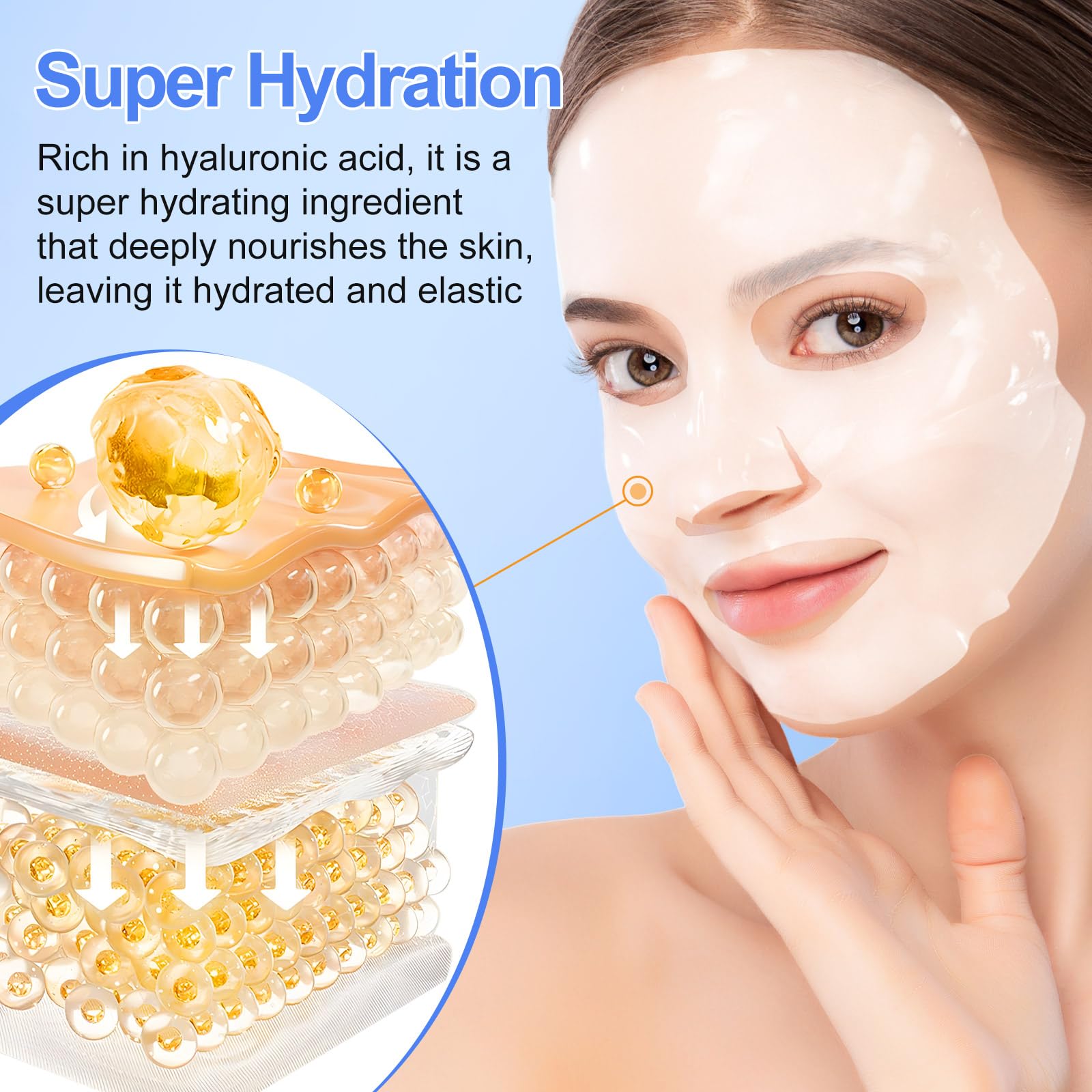 Bio-Collagen Real Deep Mask, Collagen Face Mask, Hydrating Overnight Hydrogel Mask, Collagen Mask For Women, Pore Minimizing, El