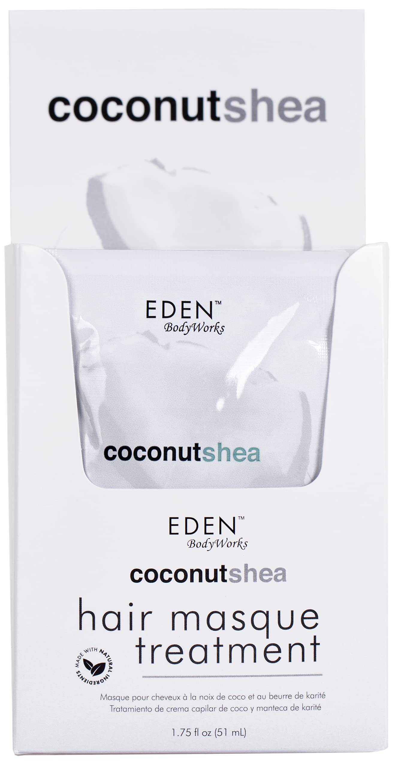EDEN BodyWorks Coconut Shea Hair Masque | 1.75 oz | Replenish Moisture, Add Shine, Protect & Soften Hair  Packaging May Vary