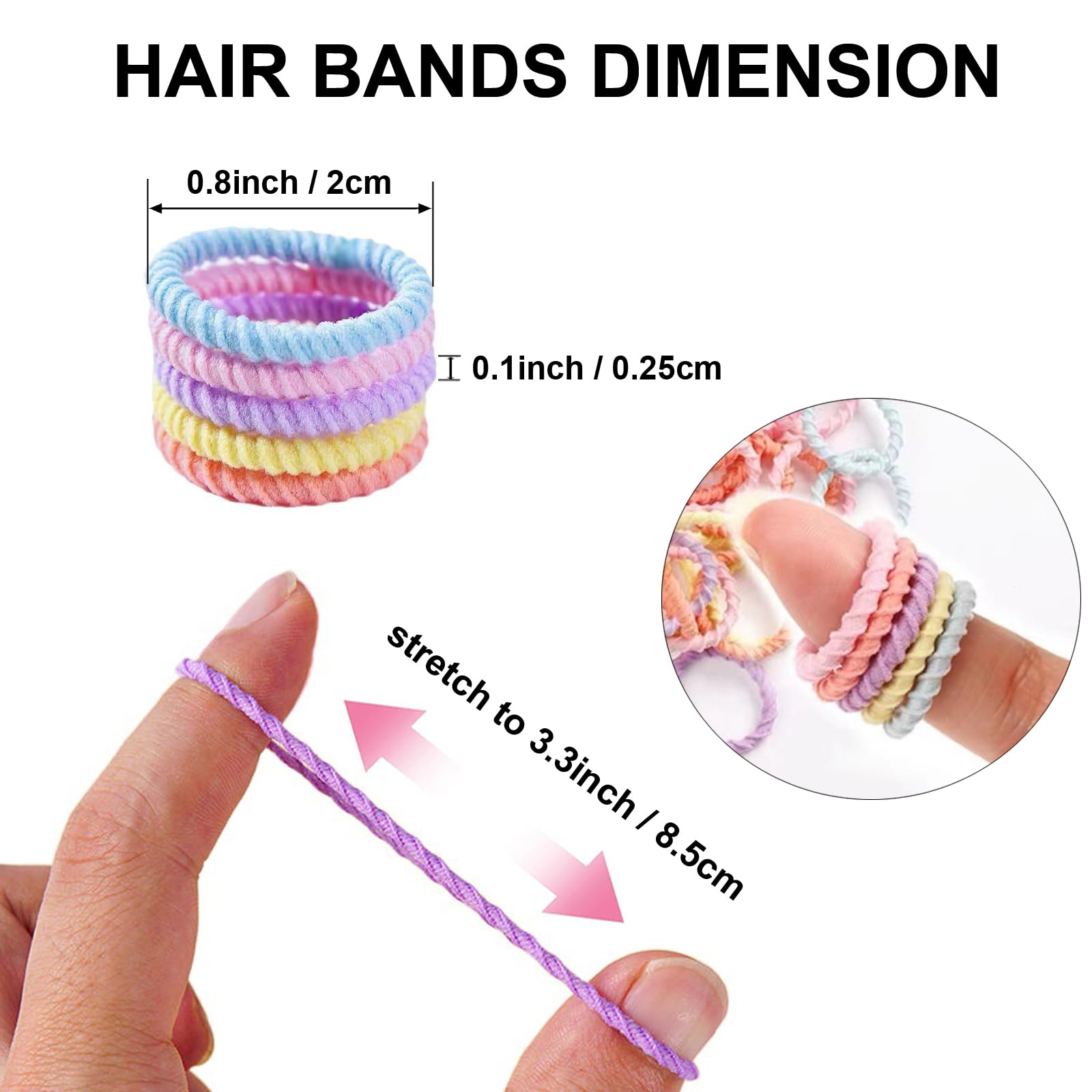 300Pcs Small Hair Ties For Baby Kids Girls Thin Hair, No Crease Toddler Soft Elastic Hair Ponytail Holders, Cute Cotton Thread S