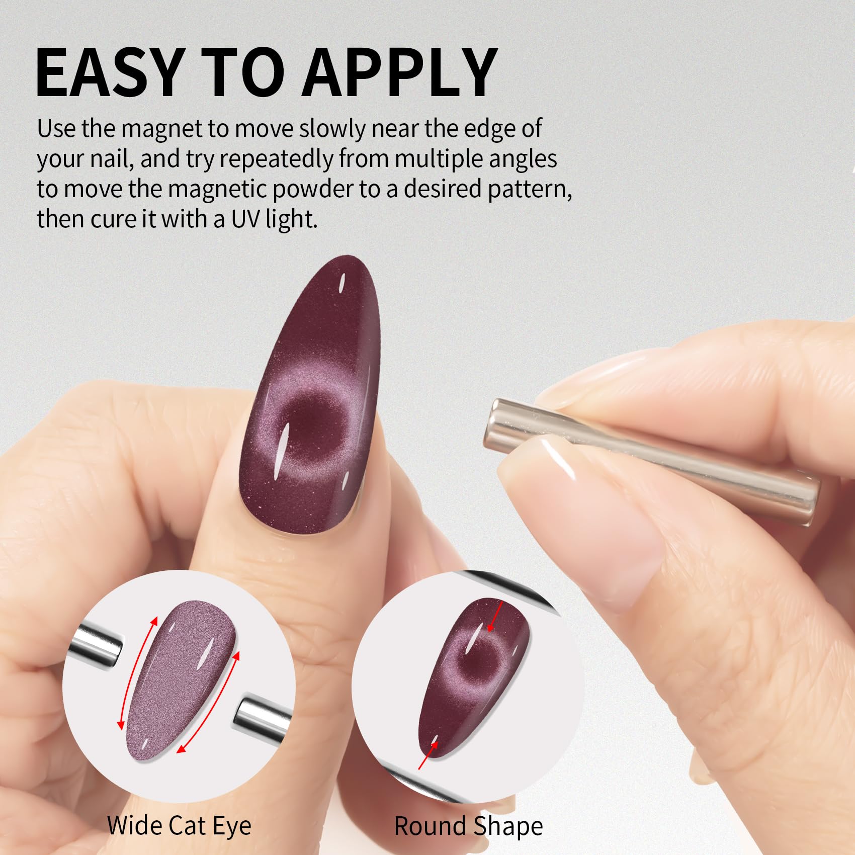 Maychao 15Ml Cat Eye Gel Nail Polish 1Pc Grape Gel Polish With Magnet Soak Off Holographic Magnetic Nail Polish For Nail Art Man