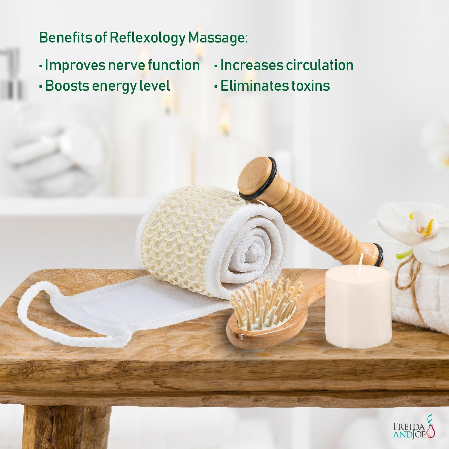 Wooden Massage & Reflexology Kit For Women At-Home Spa Kit For All-Over Body Relaxation & Rejuvenation With Fresh Cucumber Melon