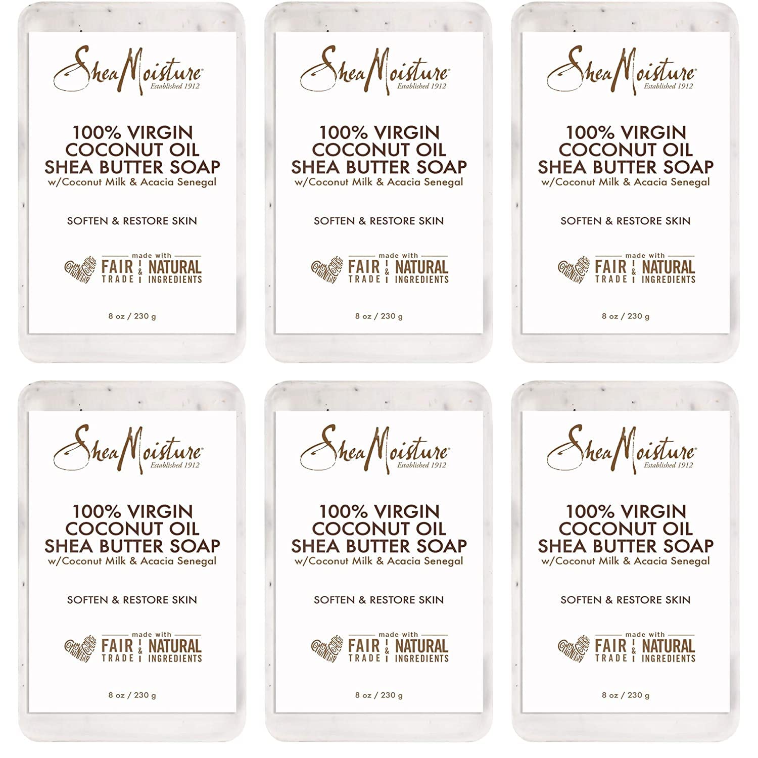 SheaMoisture Shea Butter Body Wash Bar Soap, Cleansing Skin Care to Soften & Restore, 100% Virgin Coconut Oil with Coconut Milk,