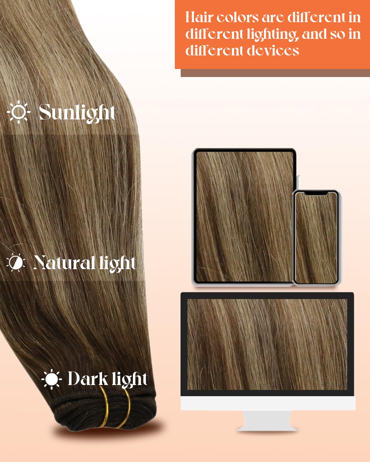 Sunny 120g Sew in Hair Extensions Real Human Hair Ombre Weft Hair Extensions Human Hair Dark Brown Ombre Caramel Blonde Balayage