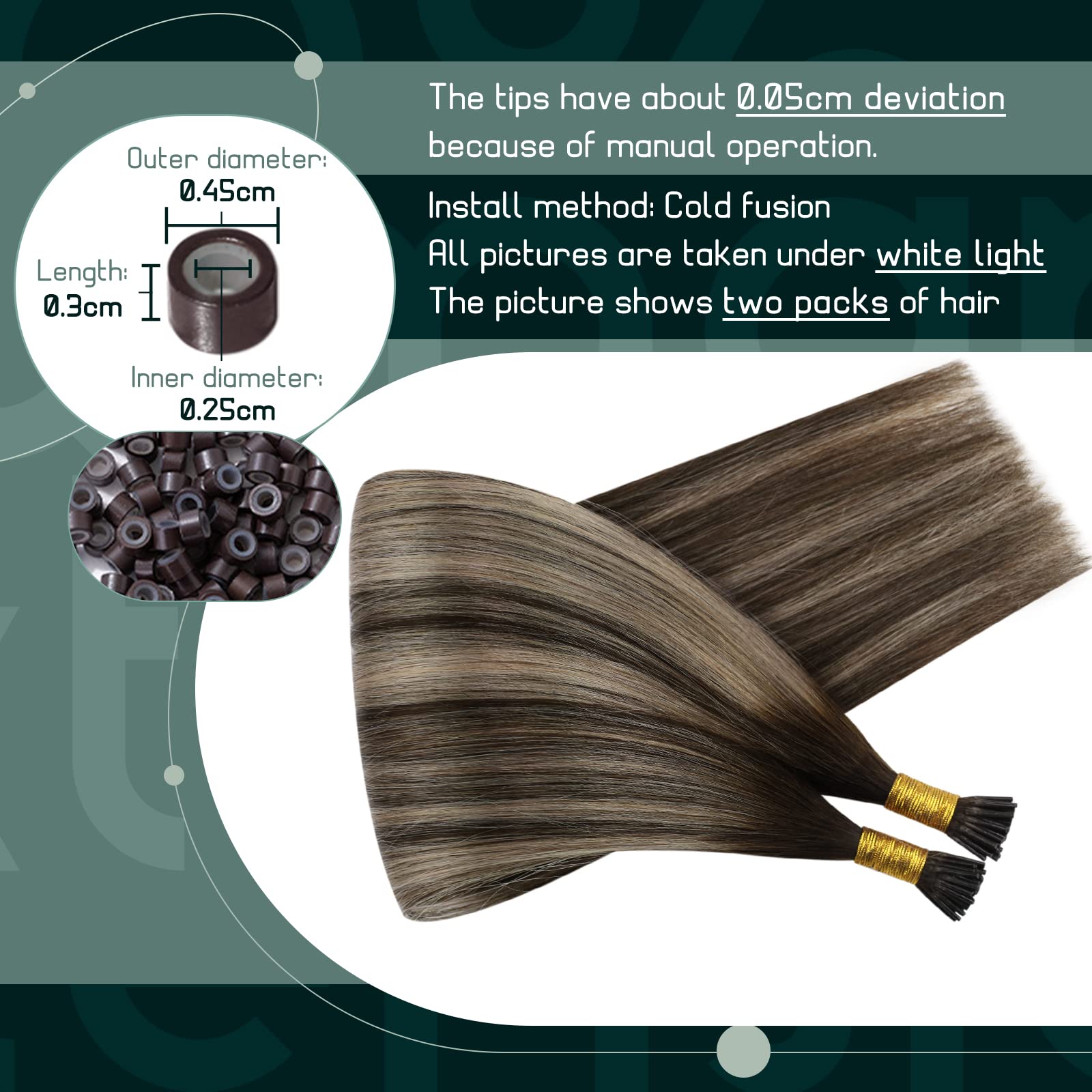 Ugeat Itip Hair Extensions Balayage I Tip Hair Extensions Human Hair Balayage Medium Brown To Ash Blonde Itips Hair Extensions R