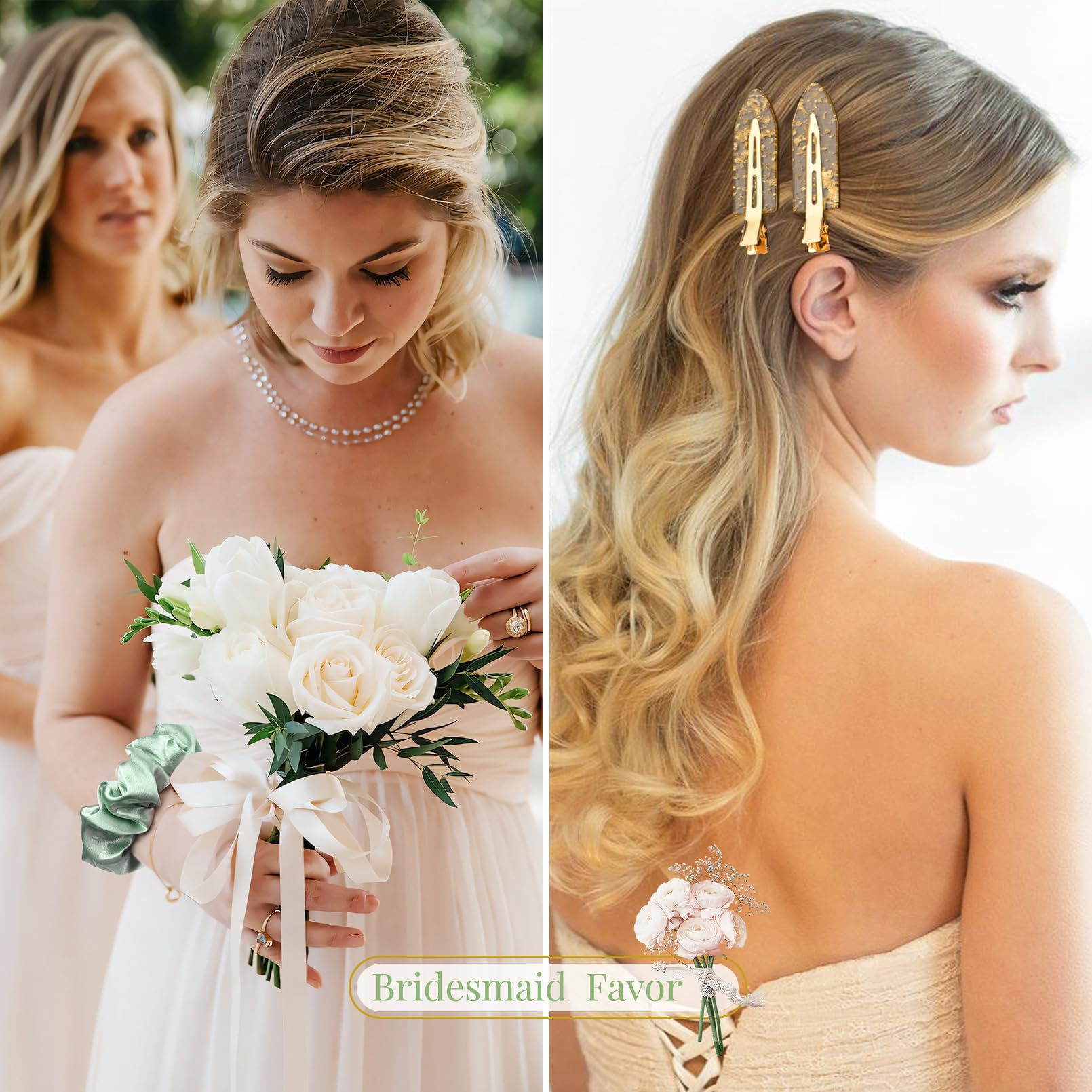 12 Pcs Bridesmaid Proposal Gifts Bridesmaid Hair Clips Bridesmaid Scrunchies Bridal Shower Gifts Silk Satin Soft Hair Accessorie