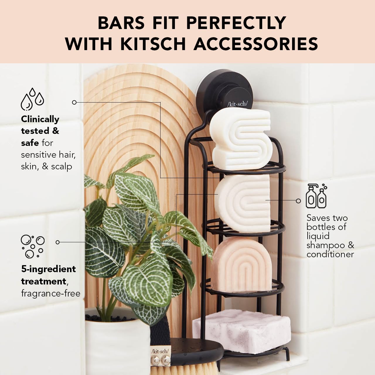 Kitsch 2-In-1 Conditioner Bar & Shave Bar For Sensitive Scalp & Skin, Made In Us, Ultra Sensitive Bar Conditioner For Moisturizi