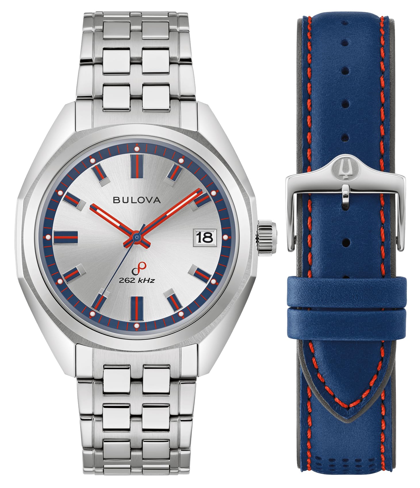 Bulova Classic Jet Star Limited Edition Stainless Steel Silver Dial Quartz 96K112 Men'S Watch With Extra Strap