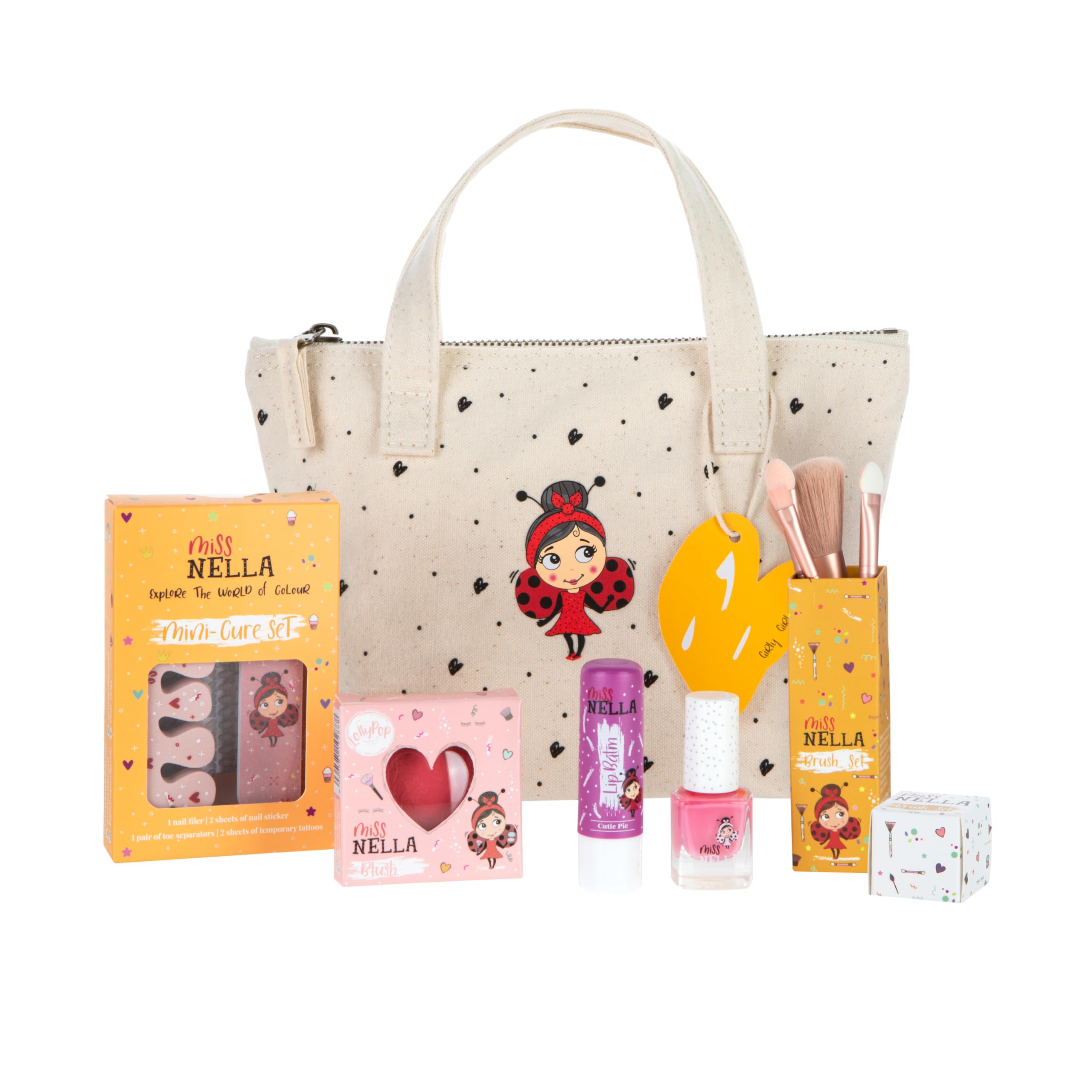 MISS NELLA Kids Makeup & Nail Polish Set for Little Girly Girls, Safe and Fun Gift - Hypoallergenic, Dermatologically Tested Kid