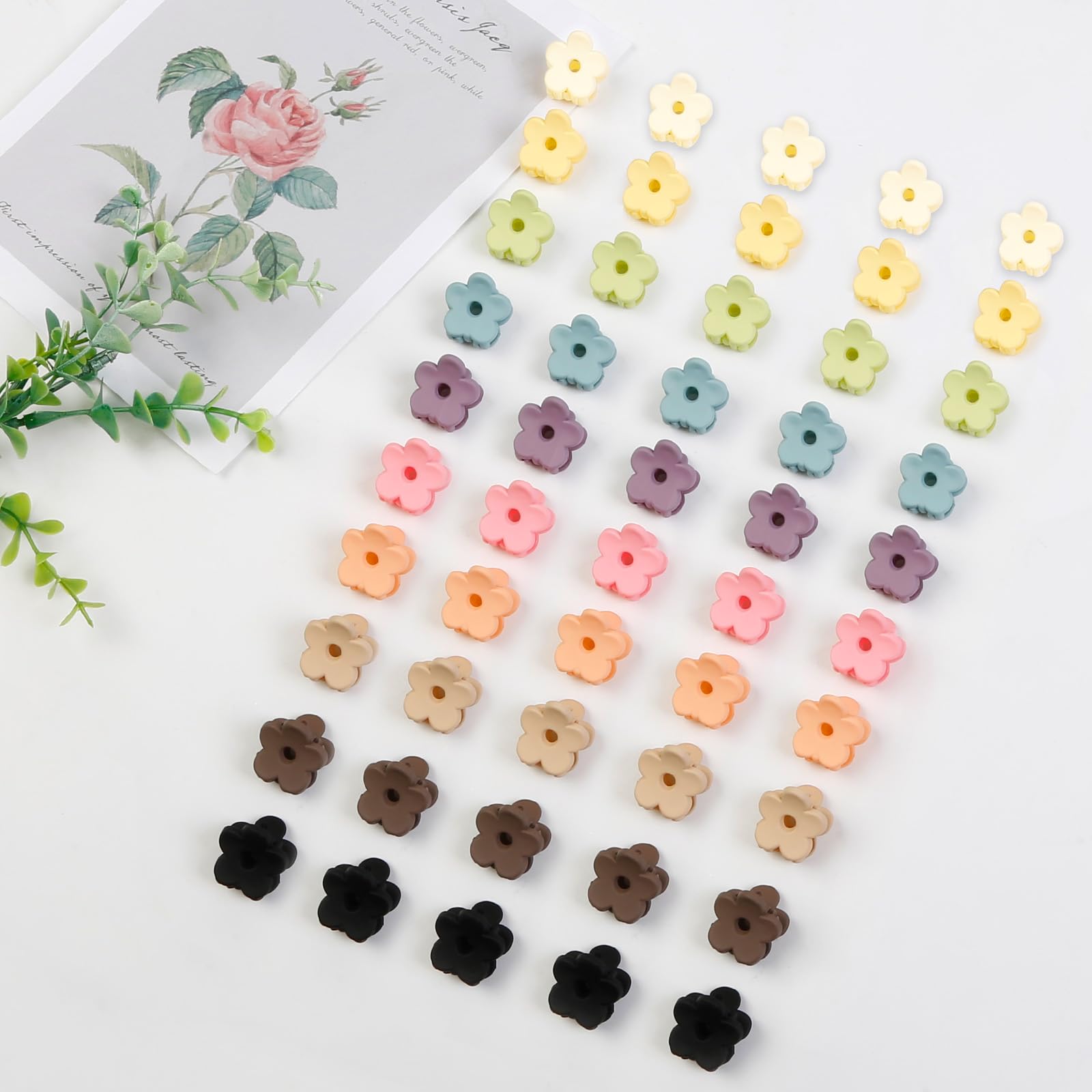 40Pcs Colorful Small Flower Hair Clips, Tebiekoy Baby Hair Clips Mini Claw Clips Cute Jaw Clips Hair Pins Hair Barrettes Toddler