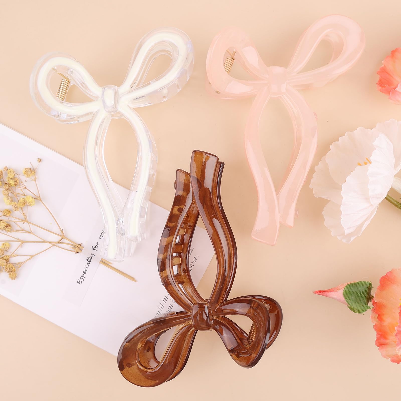 3 Pcs Bow Hair Clips Elegant Hair Claw Butterfly Hair Accessories for Girls Nonslip Butterfly Clips Hair Styling Accessories for