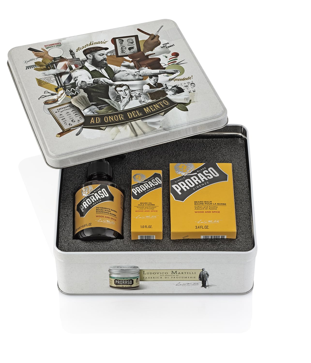 Proraso Beard Care Kit For Men | Wood & Spice Beard Wash, Oil And Balm Gift Set To Cleanse, Soothe And Soften All Beard Lengths