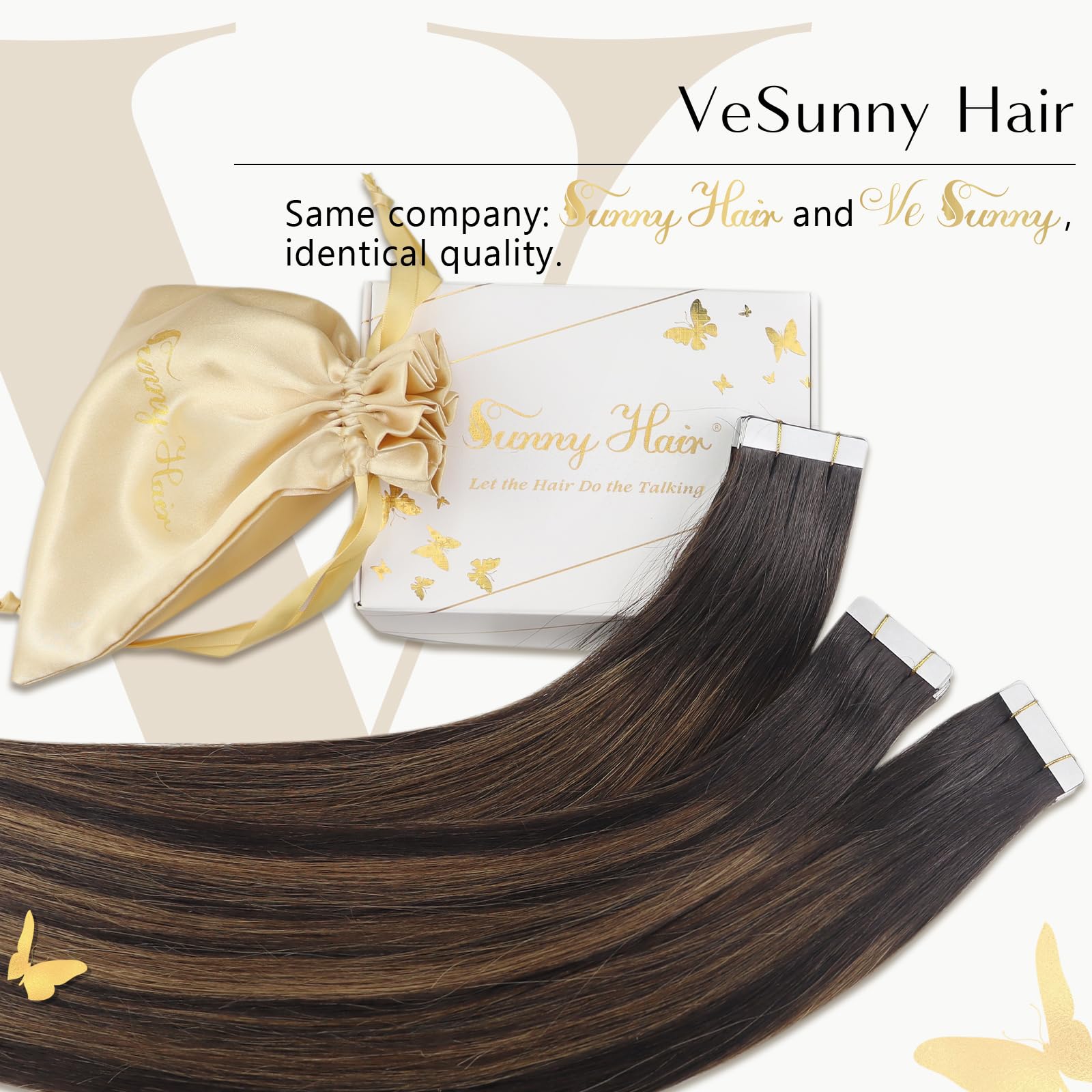 Ve Sunny Brown Tape In Hair Extensions Invisible Tape In Extensions Human Hair Dark Brown Mixed Medium Brown Balayage Tape In Hu