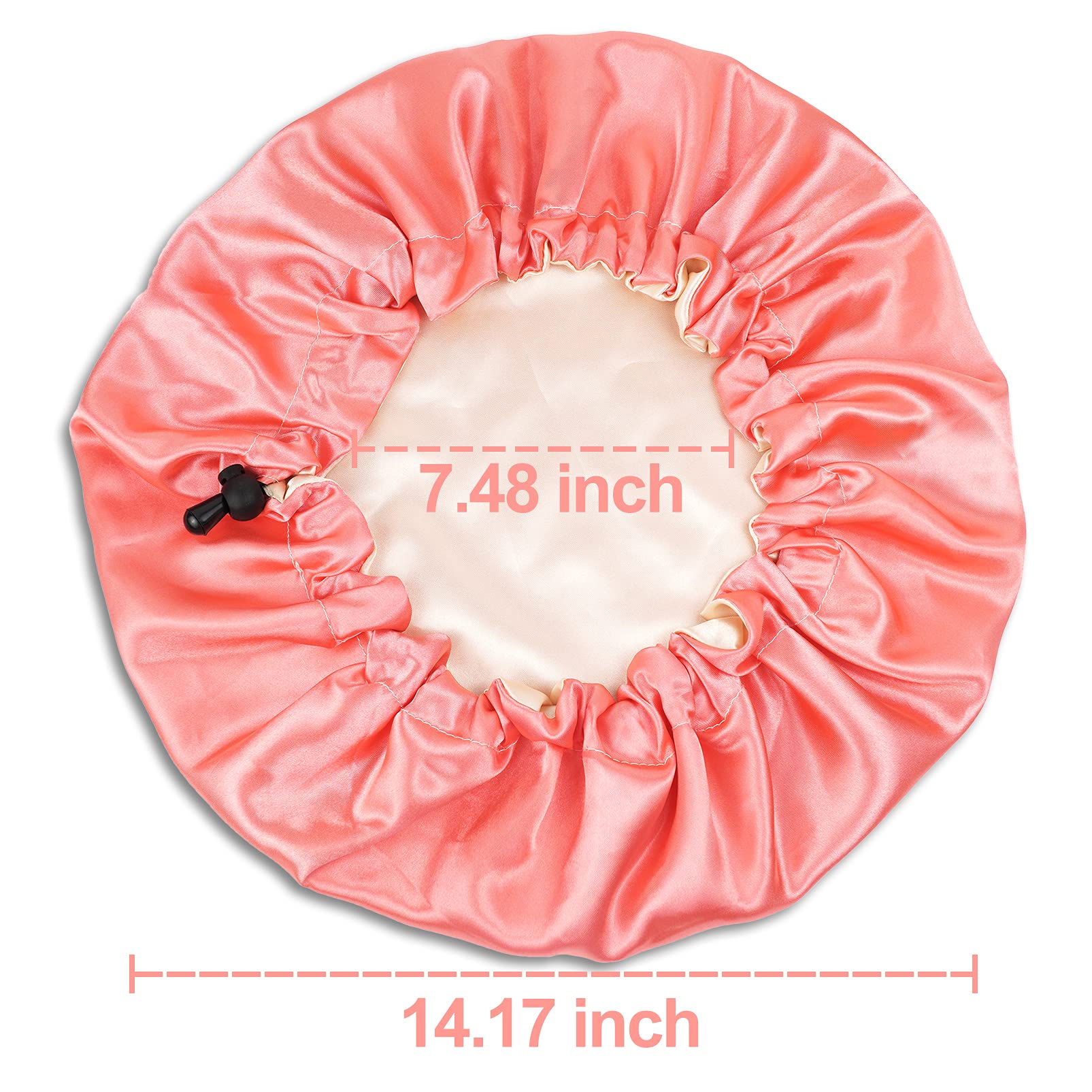 Chorha Satin Sleep Cap,Double-Sided Adjustable Sleep Bonnet,Bonnet Cap For Sleep (Coral)