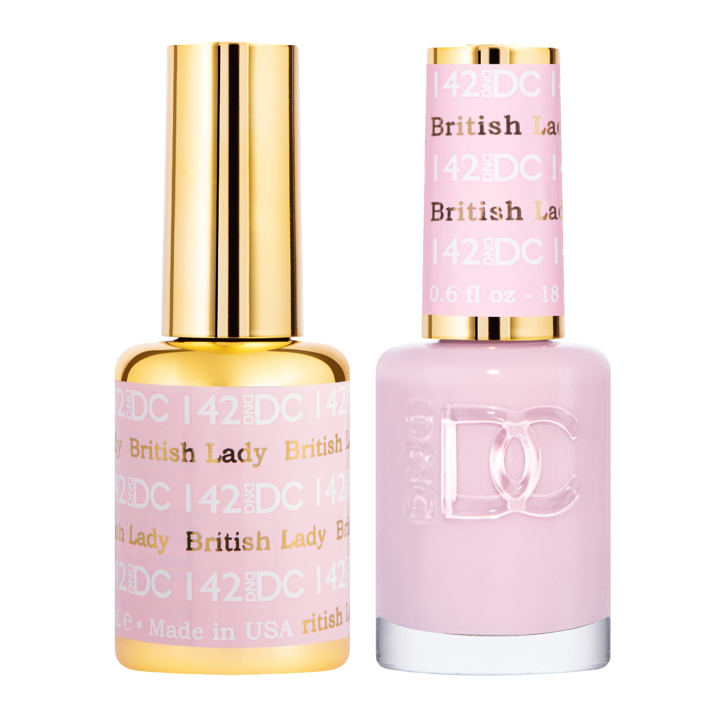 DND DC Gel Polish Set, Pink Collection, UV/LED Gel Polish and Air Dry Nail Lacquer, Matching Chip-Free Polish Duo, 142 British L