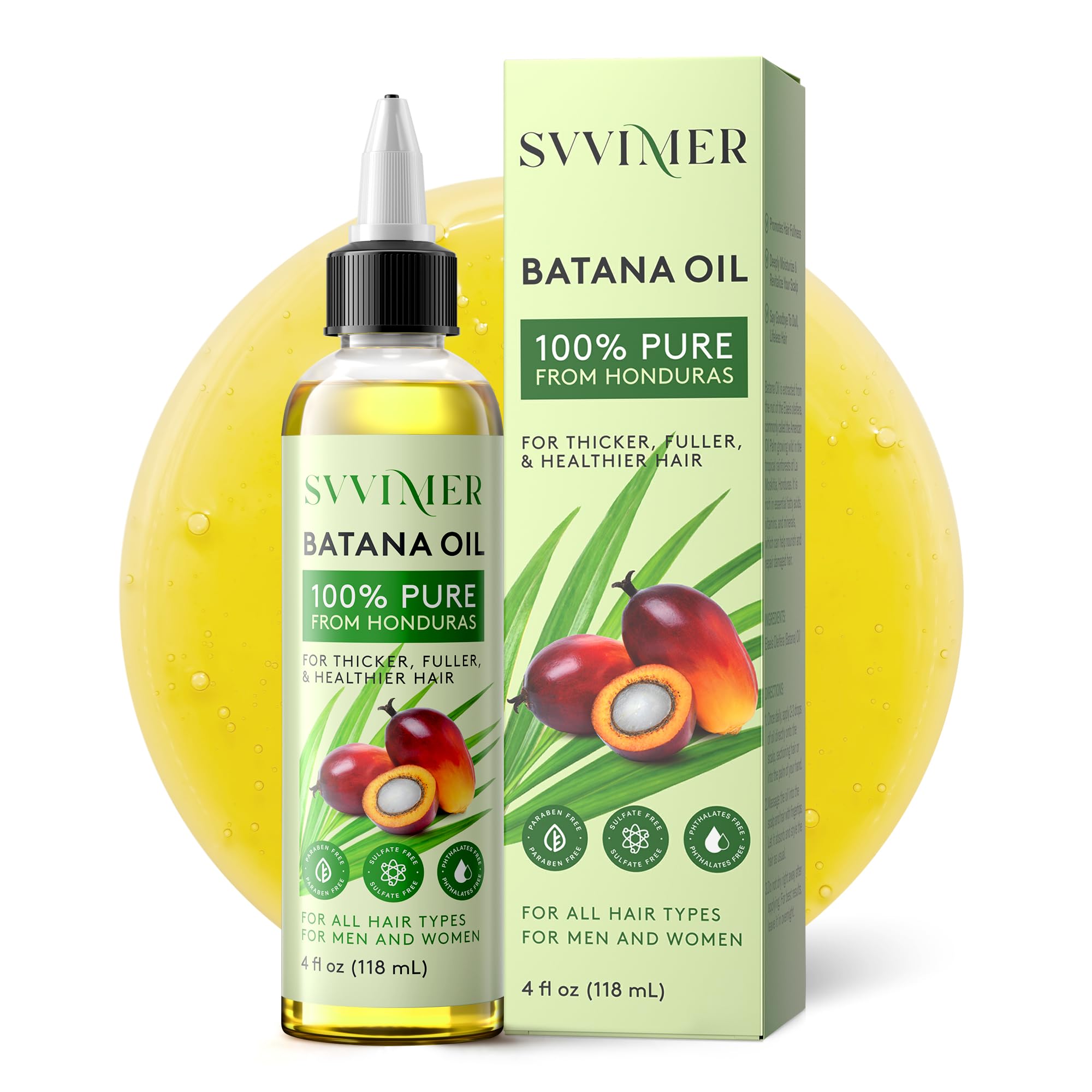 Svvimer Batana Oil for Hair Growth  Dr. Sebi 100% Pure & Raw Batana Oil from Honduras  Organic & Natural  Promotes Hair Thick
