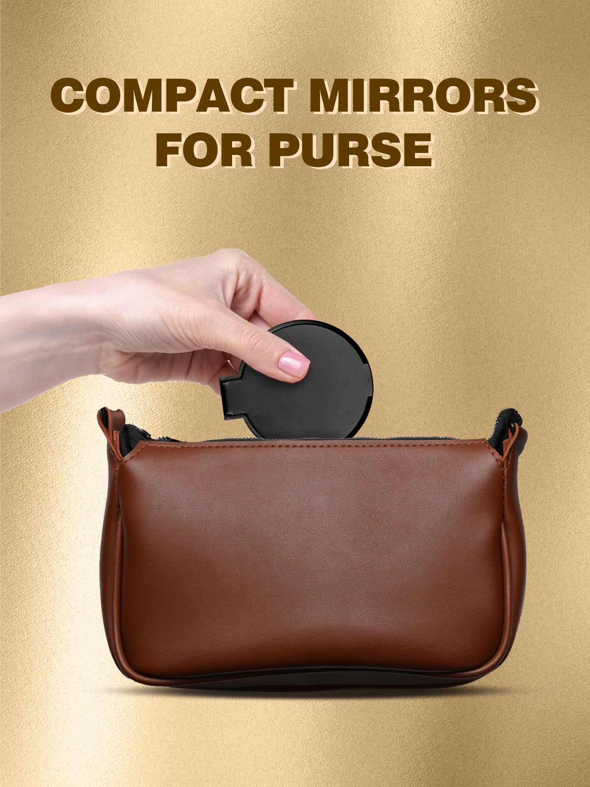 Qislee Compact Mirror Bulk, Round Makeup Mirror for Purse, Set of 24 (Black)