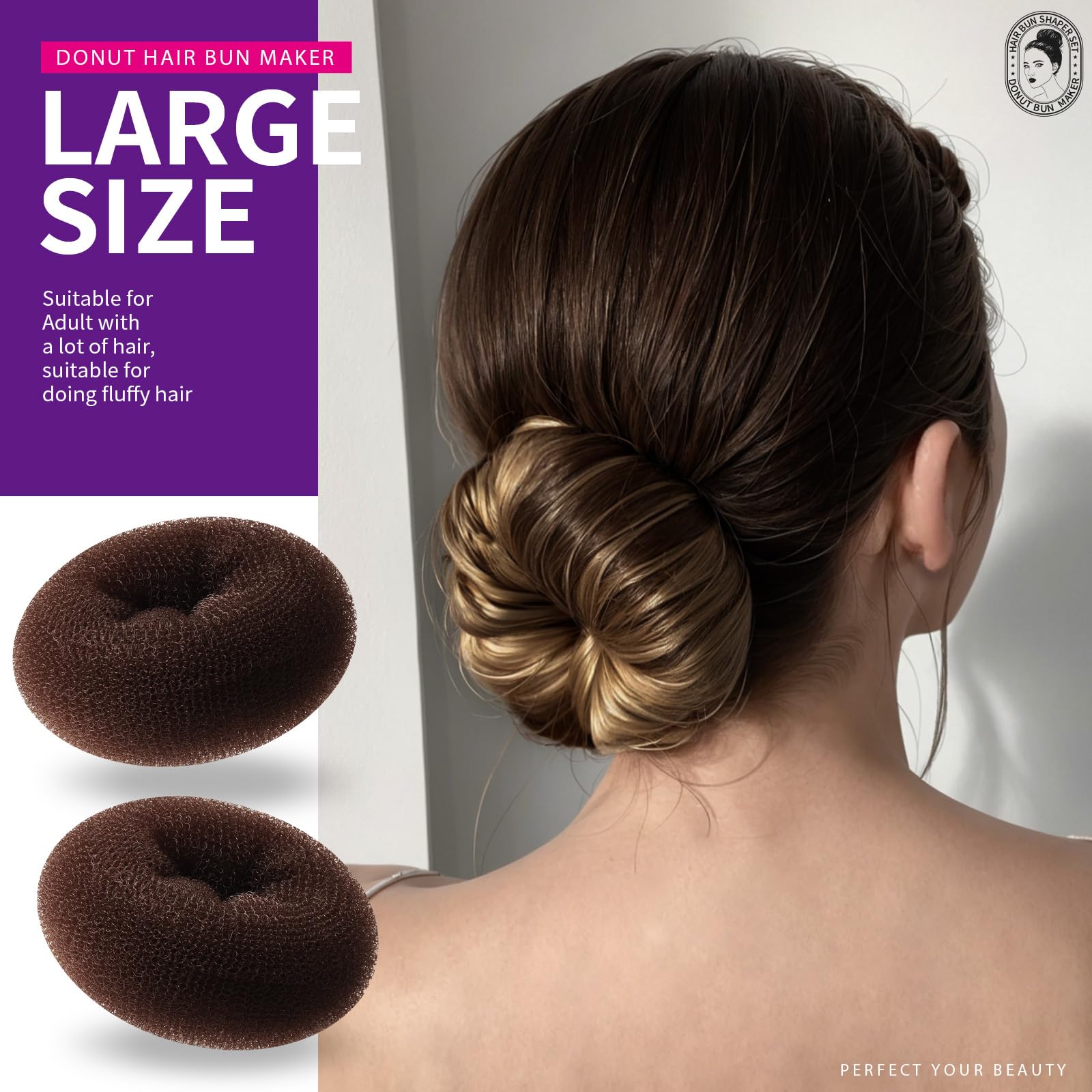 Donut Hair Bun Maker 7 Pieces, Teenitor Ring Style Bun Maker Set With (1 Extra-Large, 2 Large, 2 Medium And 2 Small), 5 Pieces H