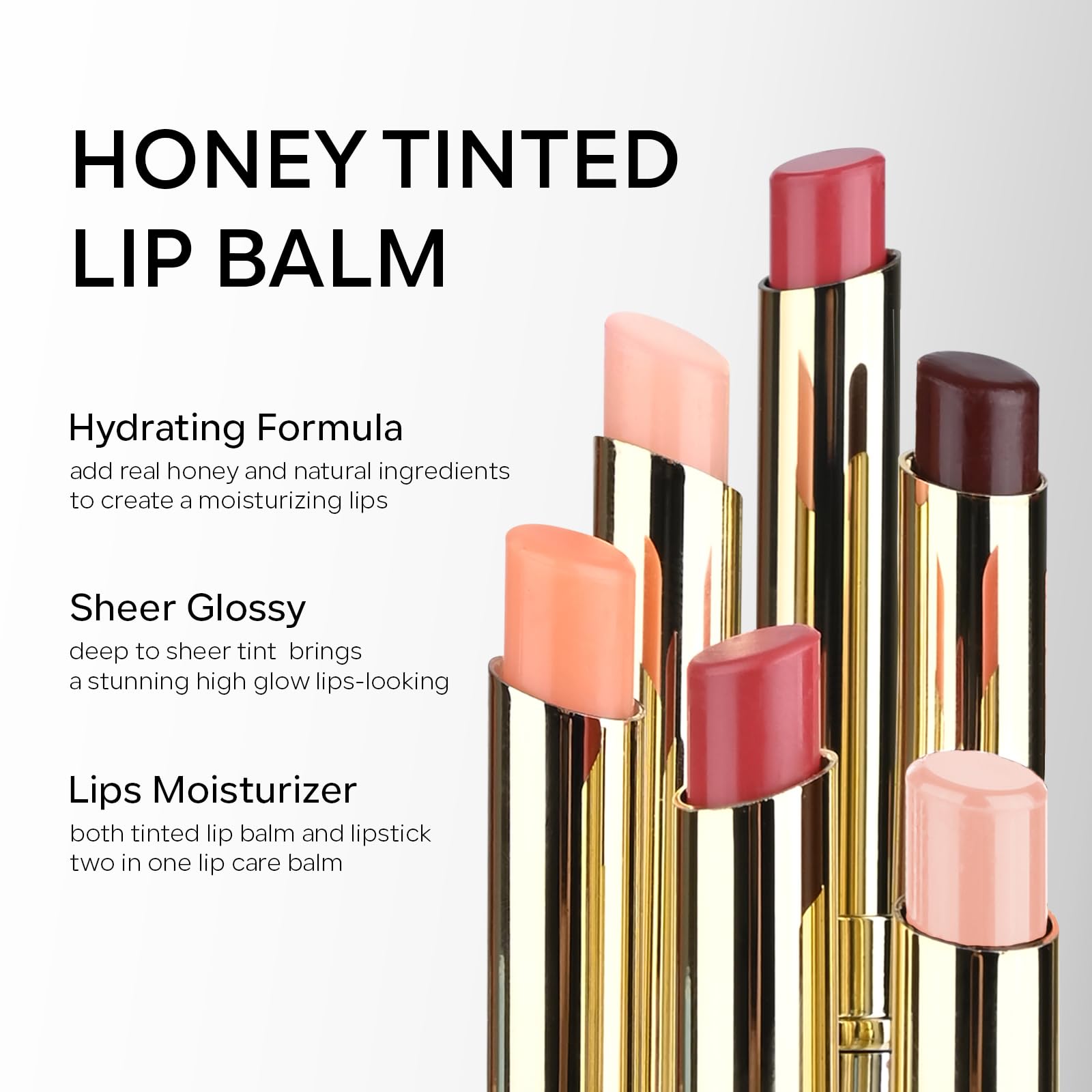 Kyda Honey Lipstick Tinted Lip Balm, Sheer Hydrating Honey Lipstick, With A Hint Of Natural Sheer Pink Tint, Moisturizing Lips C