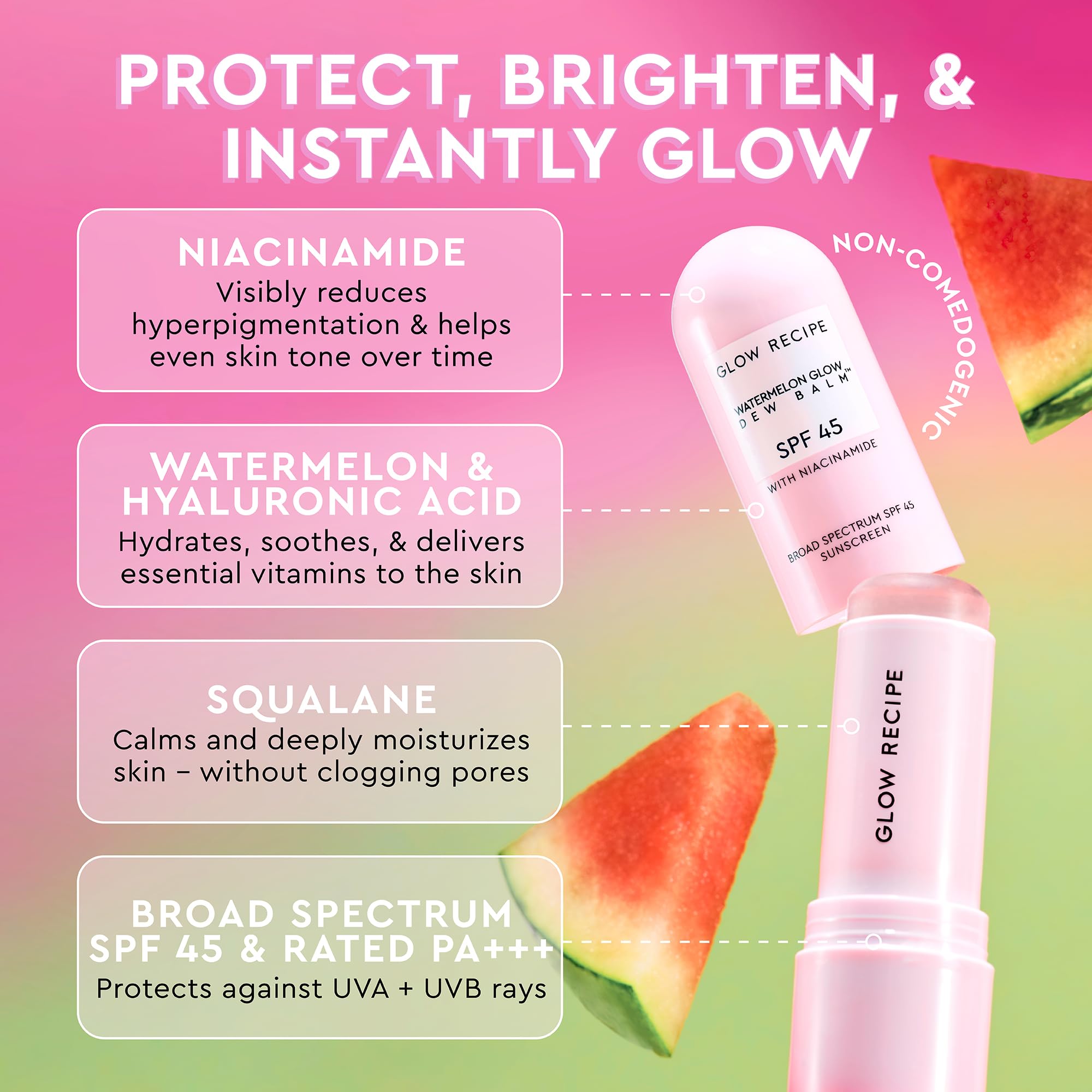 Glow Recipe Face Sunscreen Stick Spf 45 - Travel Size Roll On Korean Sunscreen With Hydrating Hyaluronic Acid & Niacinamide For