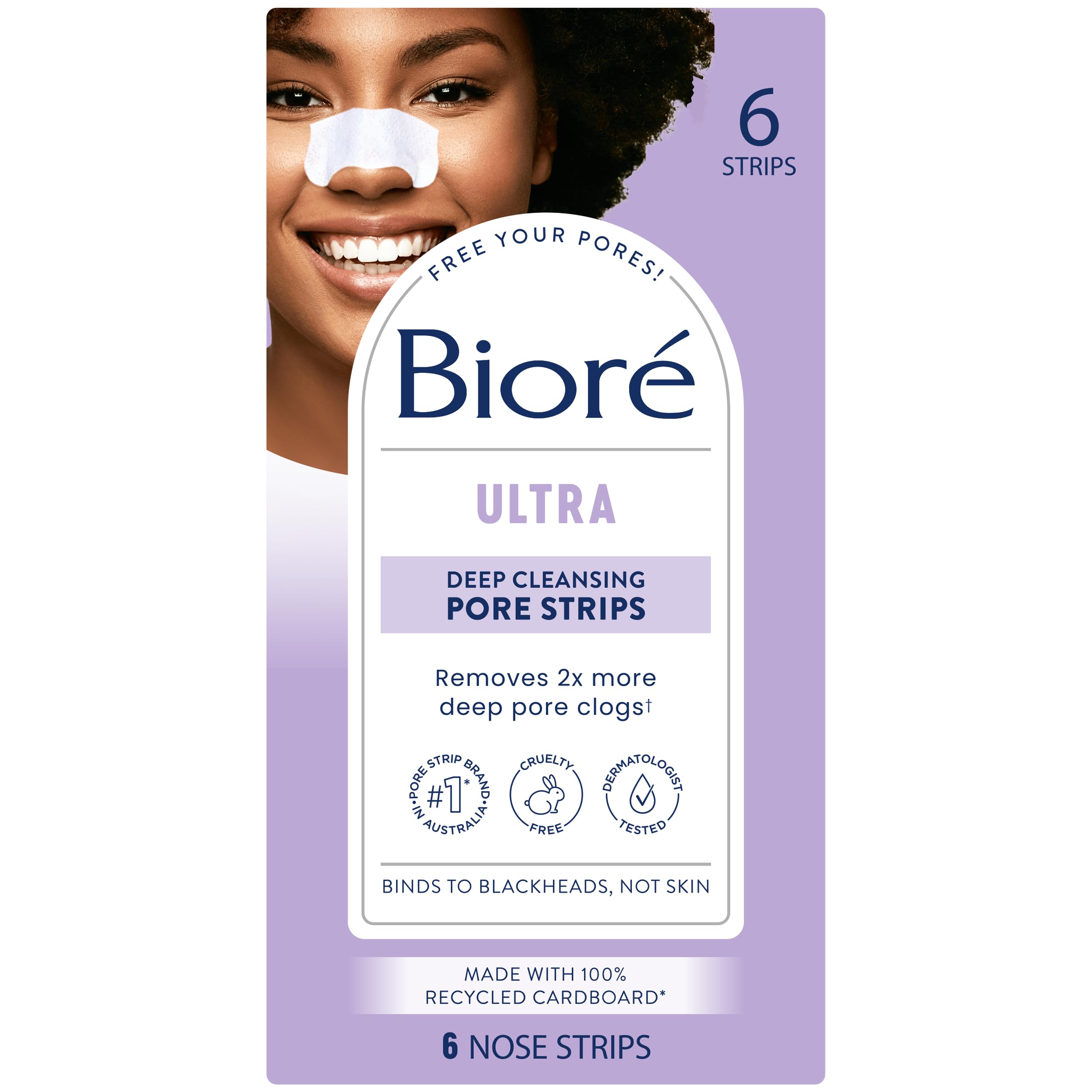Bior   Witch Hazel Ultra Cleansing Pore Strips, Nose Strips, Clears Pores Up To 2X More Than Original Pore Strips, 6 Ct, Feature
