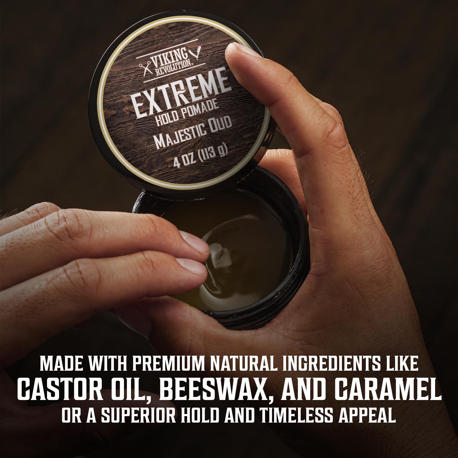 Viking Revolution Majestic Oud Hair Pomade For Men - Extreme Hold Hair Gel For Men Water Based - Mens Pomade Extra Firm Mens Hai