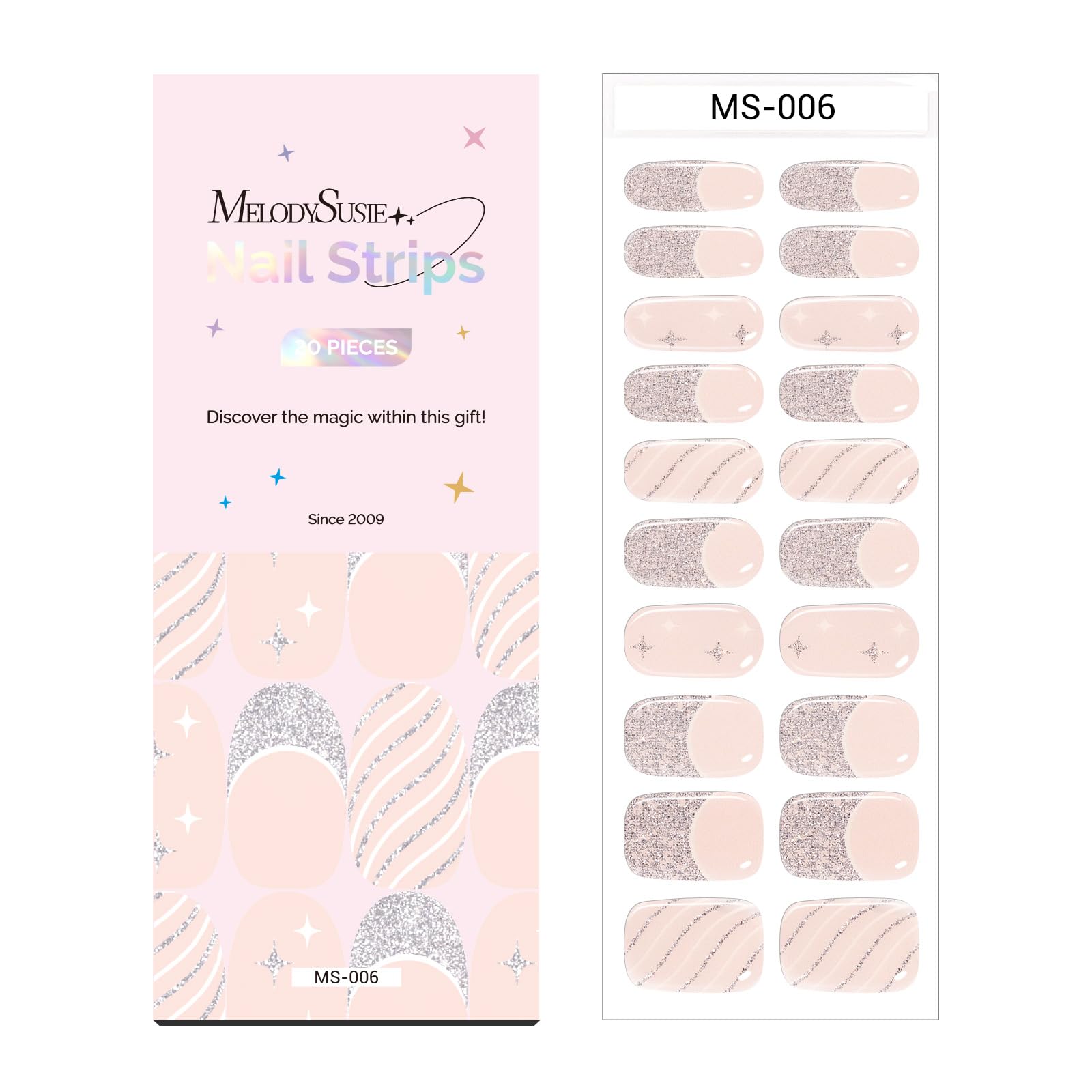 MelodySusie Semi Cured Gel Nail Strips (Christmas Vibe)- Works with Nail lamp, Salon-Quality, Long Lasting, Easy to Apply & Remo